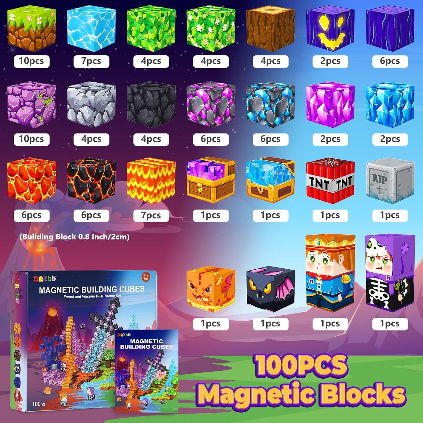 Magnetic Blocks, Kids Magnetic Building Cubes Toys for 3-13 Year Old Boys Girls, Montessori Sensory STEM Toddler Construction Toys Christmas Birthday Party Gifts.
