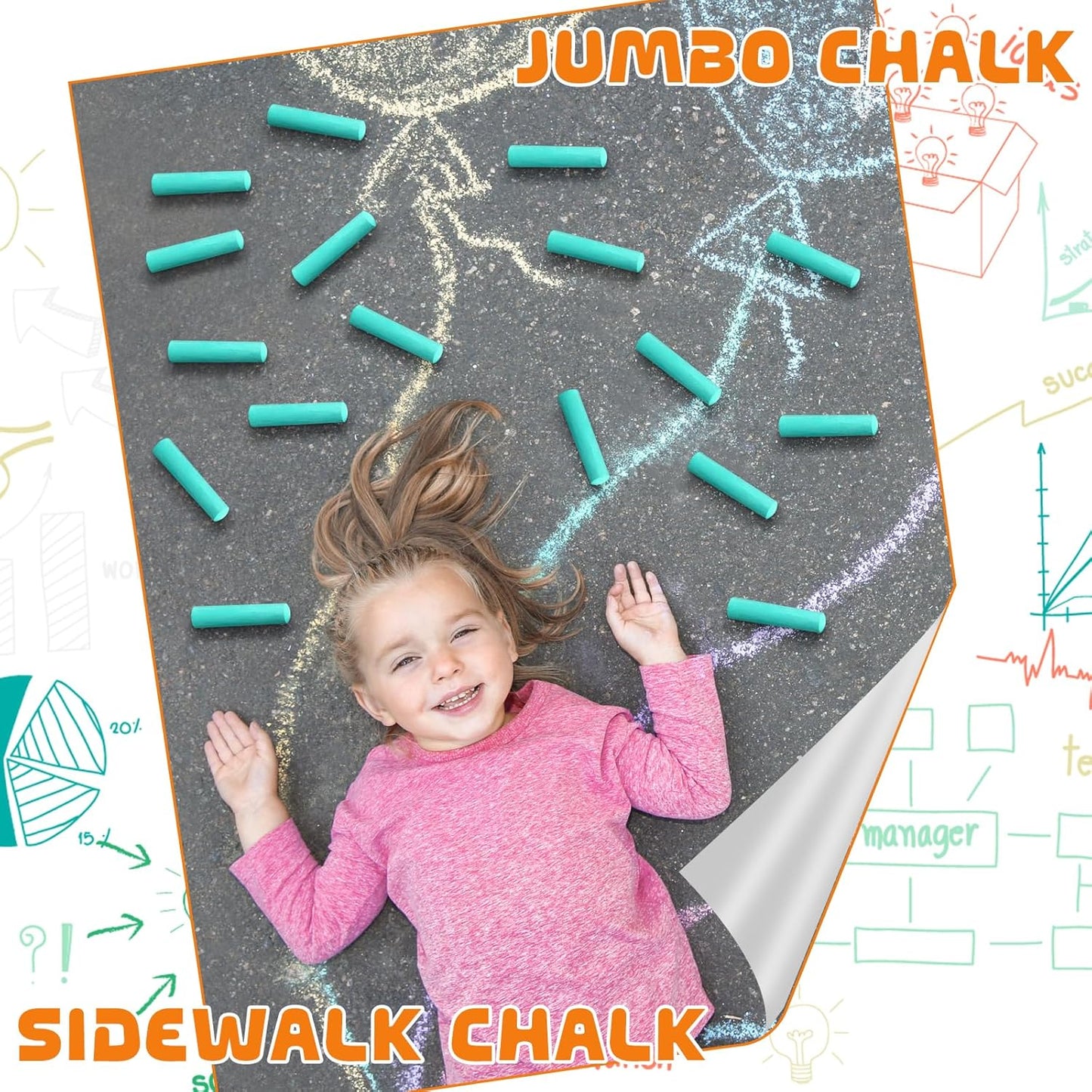 25 Pcs Sidewalk Chalks for Kids Non Toxic Jumbo Chalk for Party Gift Outdoor Art Classroom Play Painting (Green)