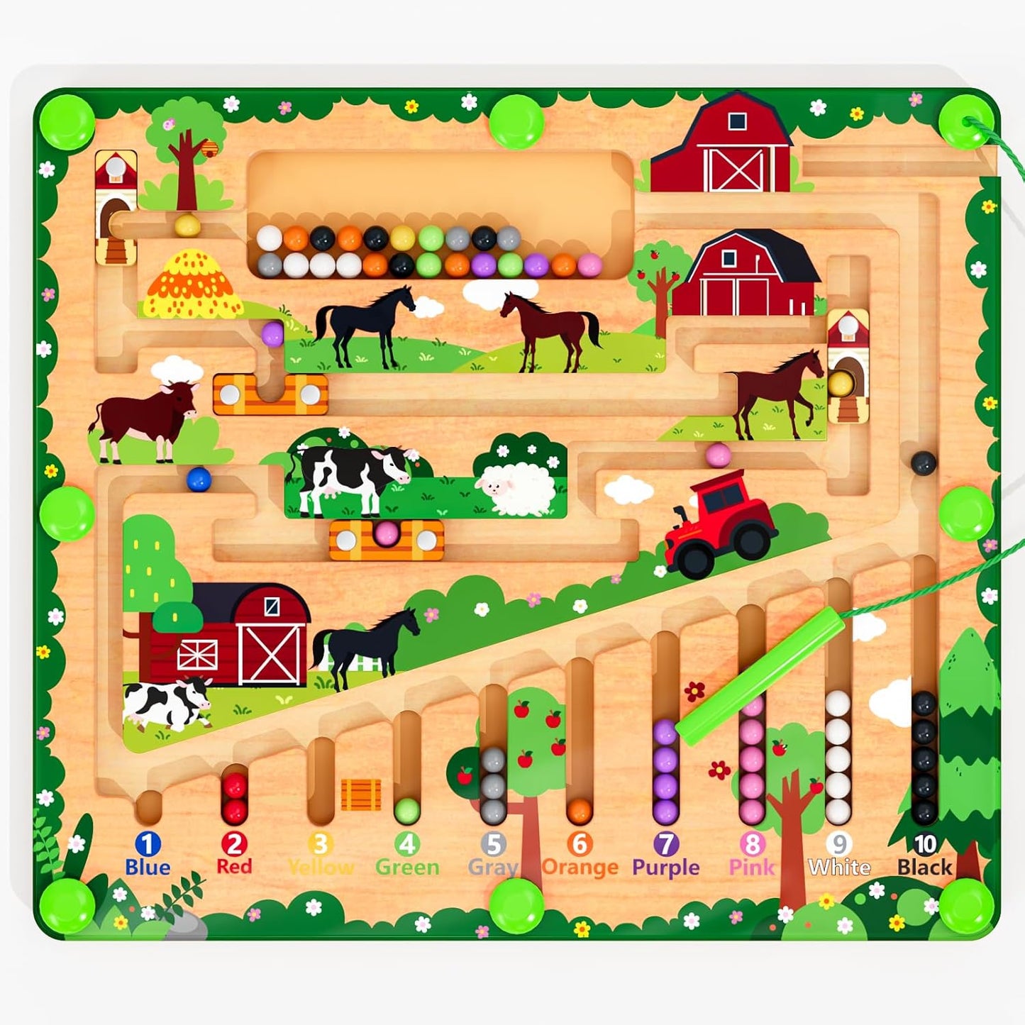 Magnetic Color and Number Maze, Montessori Wooden Toys for Ages 2-4,Sensory Toys,Fine Motor Skills Toys for Boys Girls 3-5 Years Old