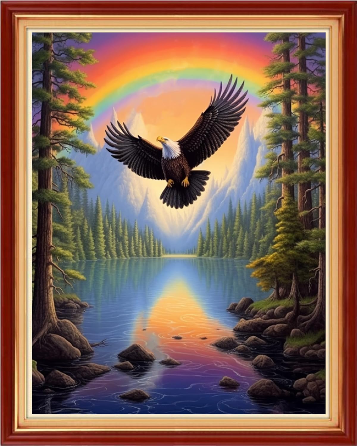 Artvxeay Cross Stitch Kits Stamped Full Range of Embroidery Kits for Beginners Adults 11CT Pattern Stitch Embroidery Kits Needlepoint Kits DIY - (Rainbow Eagle 16x20 inch)