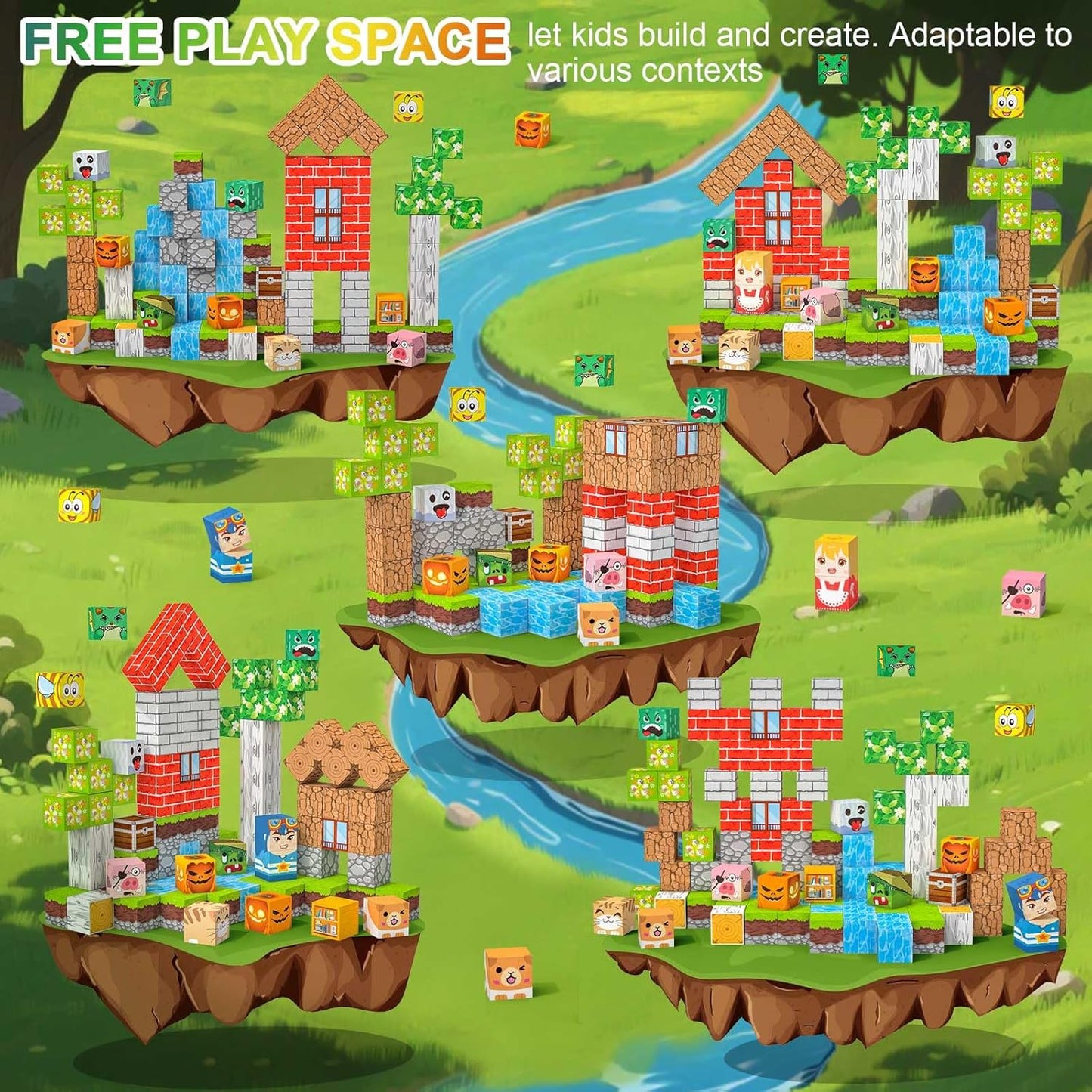 Magnetic Blocks 100 PCS Magnetic Building Blocks, 3+ STEM Montessori Sensory Toys, Magnetic Cube for for 3 4 5 6 7 8 9 10 11 12 8-12 Years Old Boys & Girls Birthday Gifts