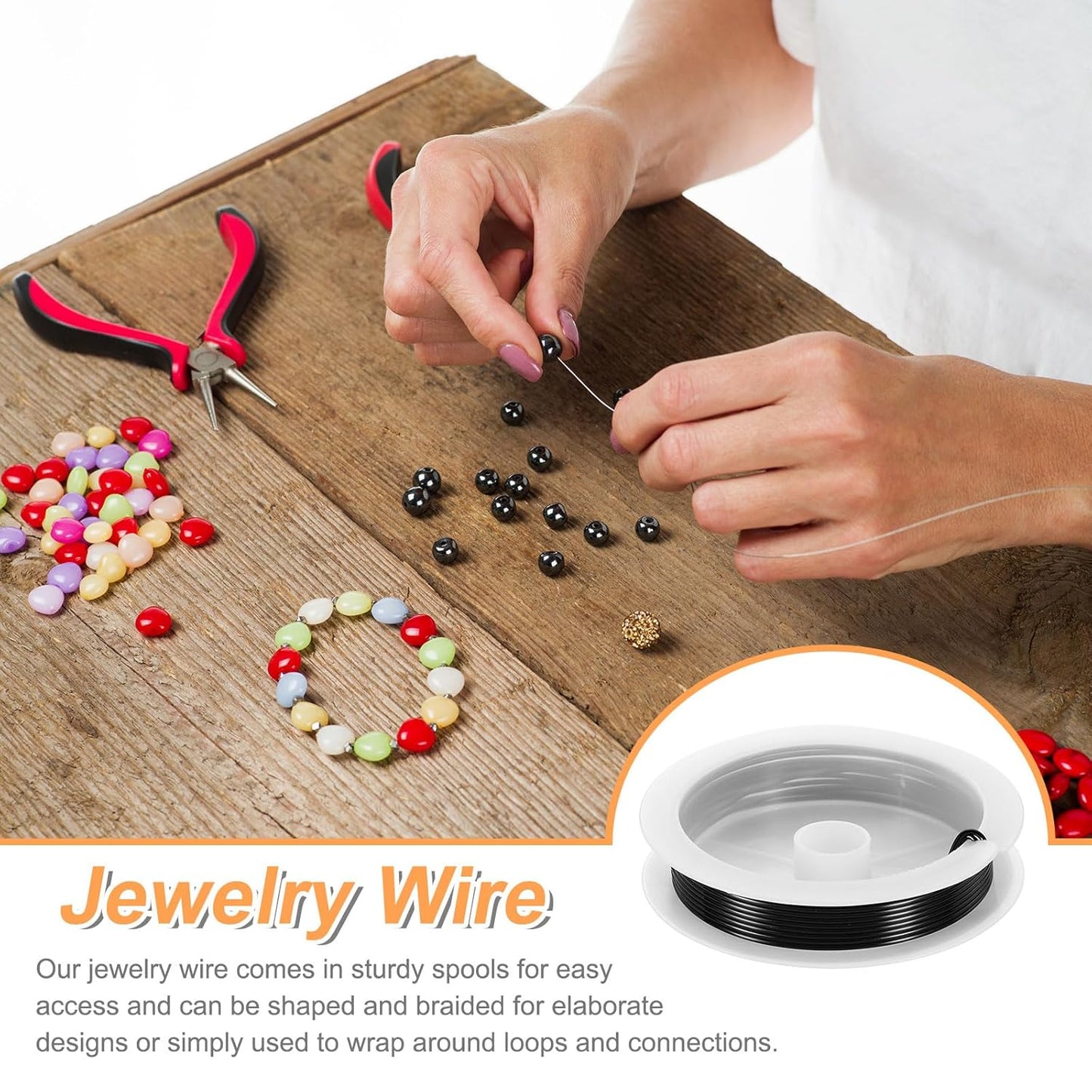 HARFINGTON 5ft Jewelry Wire, 18 Gauge (1mm) Brass Craft Soft Metal Tarnish Resistant Copper Beading Wire for Jewelry Making Supplies Crafting, Black