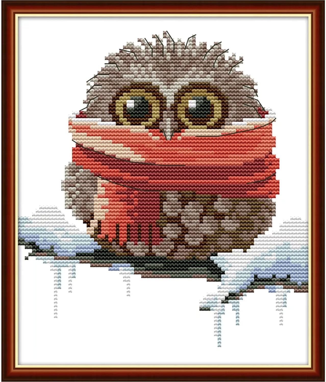 CROSSDECOR Cross Stitch Kits for Beginners,Owl Pattern Crossstitching Preprinted kits DIY Needlepoint Embroidery Craft Kits 11CT 3 Strands-9.5×11 inch