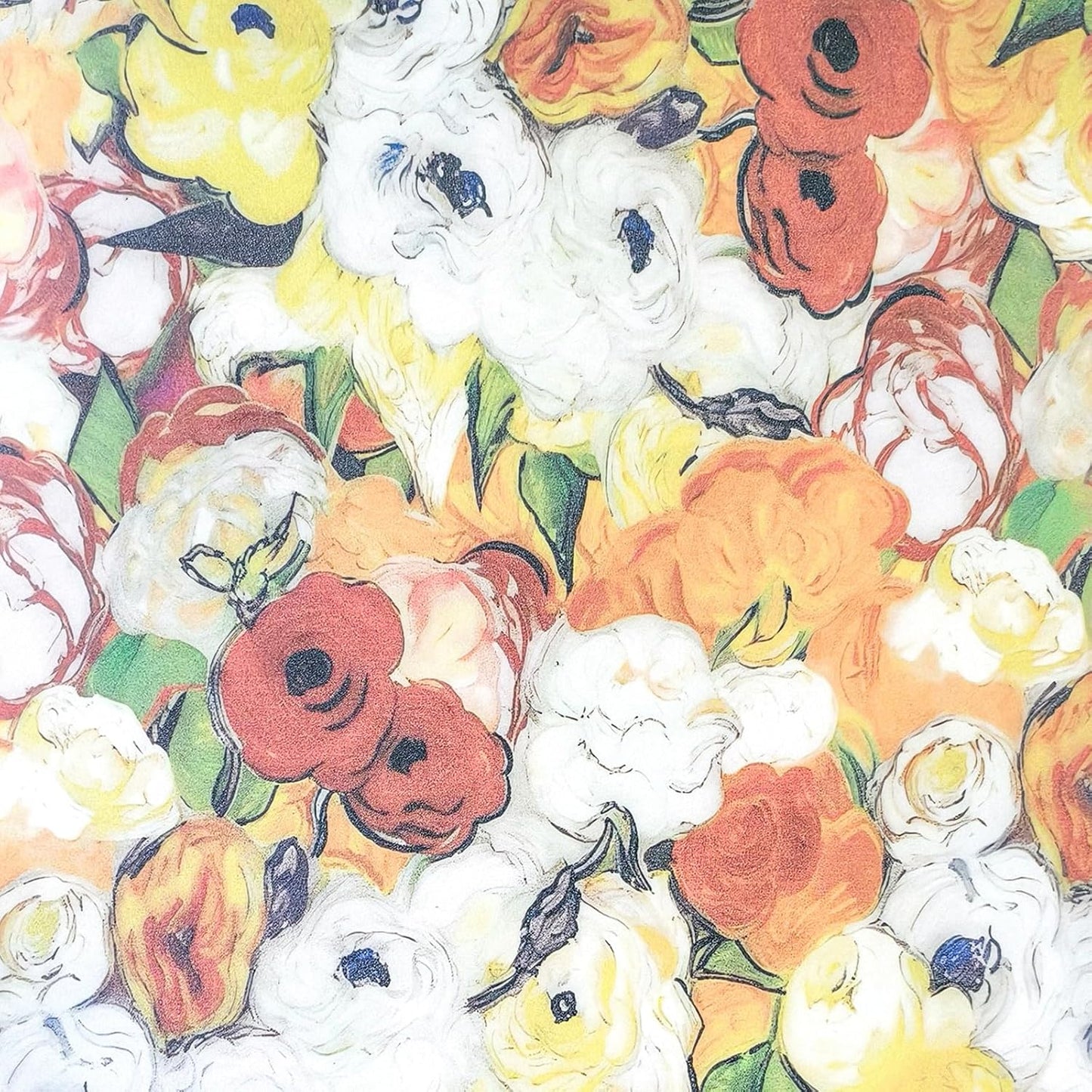 Window Privacy Film, Frosted Glass Decorative Static Cling, Removable Sun Blocking Vinyl Covering, Window Film for Home Kitchen Living Room Bathroom, Oil Painting Flowers, 17.5" x 78.7 "