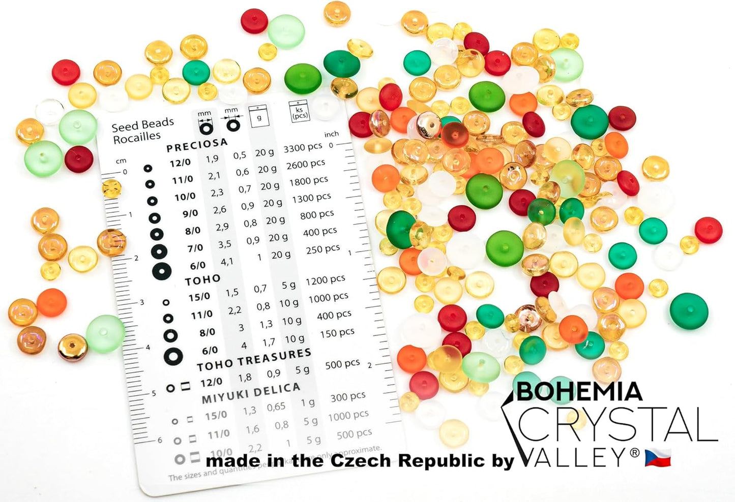 0.88oz (25g) Limited Mix of Czech Glass Spacer Beads Round Space Disc, Size & Color Mix, Spacers 01