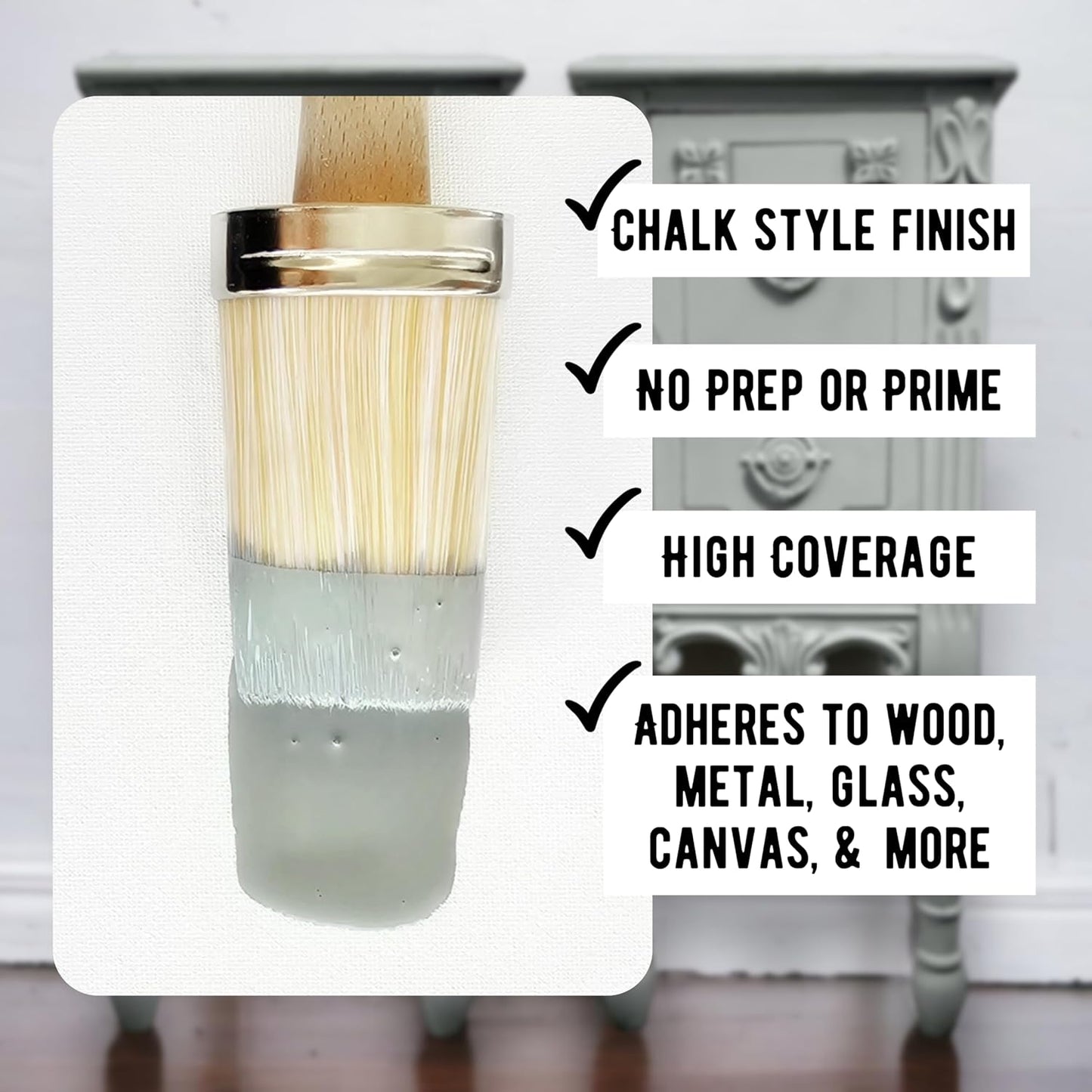 Daydream Apothecary Premium Chalk Style Paint for Furniture, Home Décor, Wood, DIY Interior Projects, Quick Dry, No Prep or Prime Needed, Matte Light Grey - 8oz