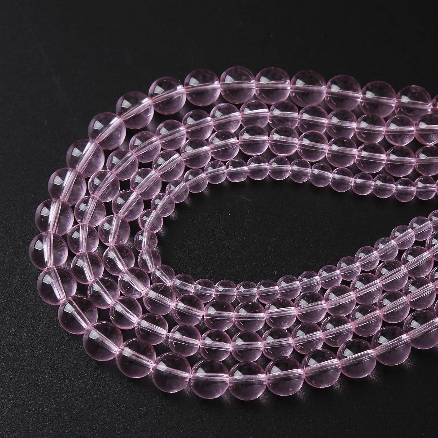 4mm 90pcs Smooth Rose Pink Glass Beads Quartz Crystal Round Loose Beads for Jewelry Making DIY Bracelet Necklace