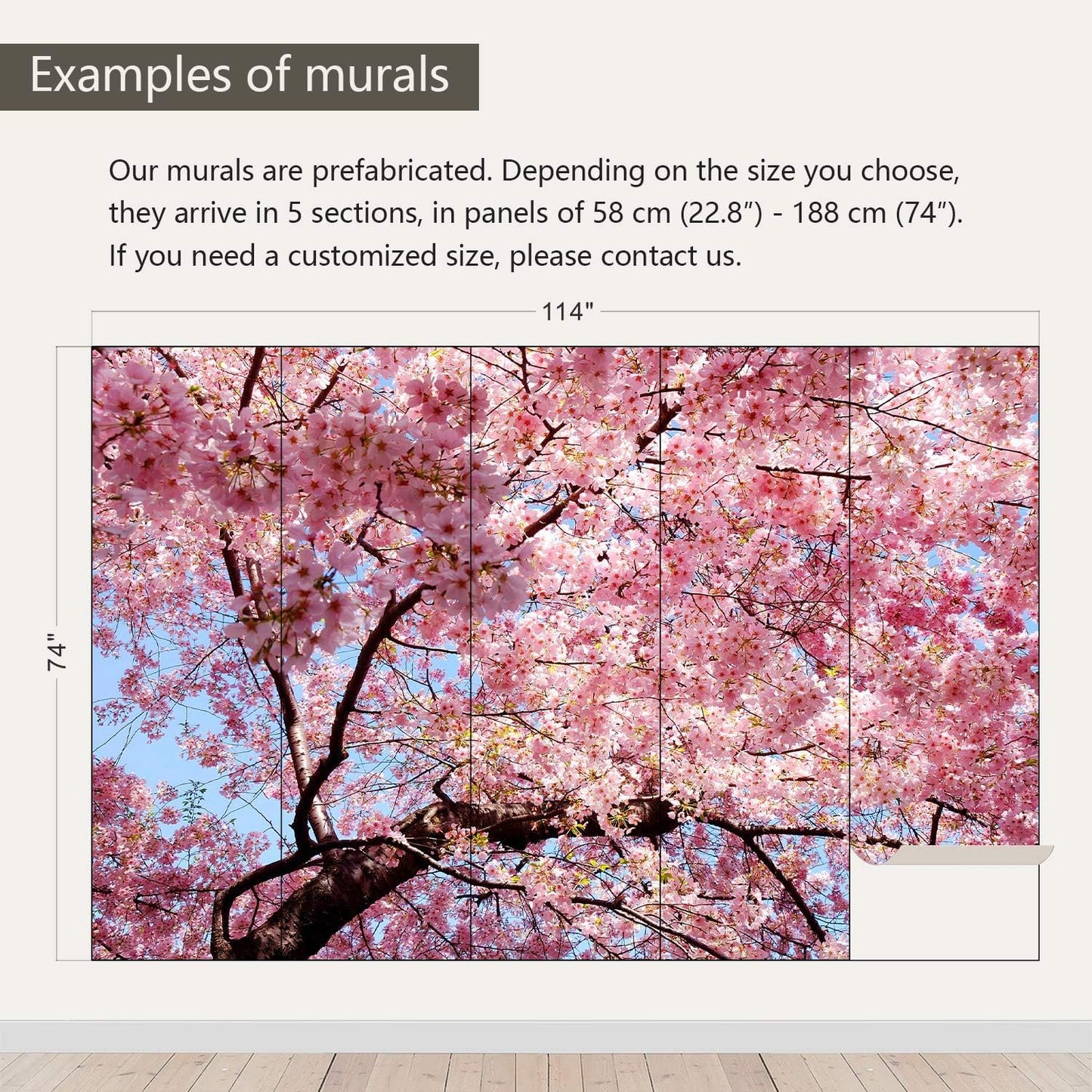 AFZEVEB-Pink Flower Wallpaper Natural Landscape Floral Wall Mural for Bedroom 114"x74"(Not Peel and Stick)