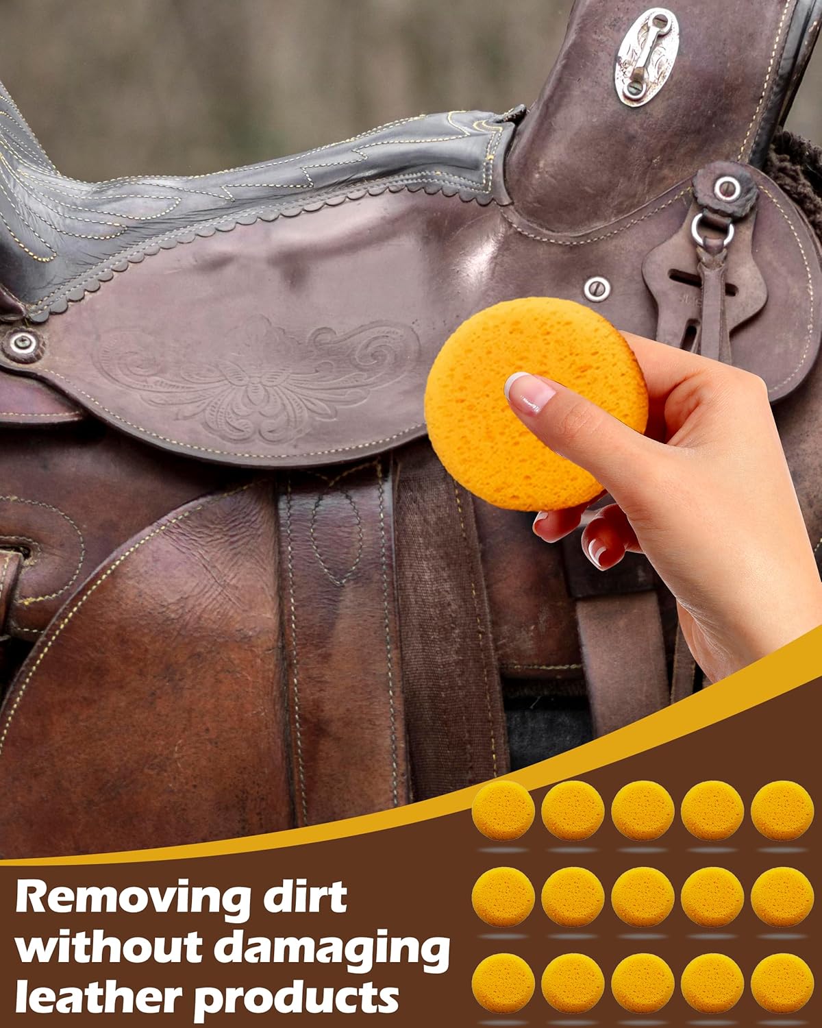 15Pcs Pottery Sponges for Clay 2.5inch, Sponge for Pottery and Cleaning Horse Saddle, Round Clay sponges for Pottery, for Kitchen Shoes Leather Care