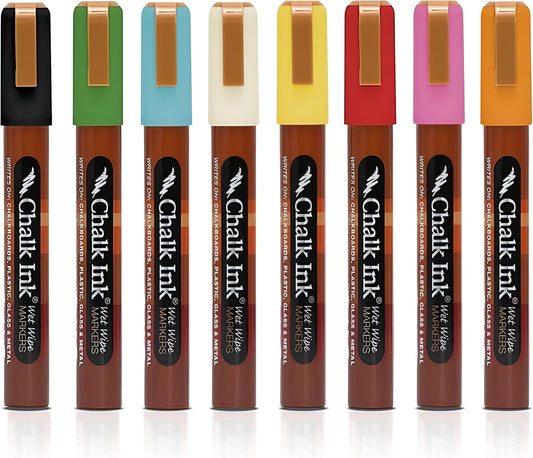 Chalk Ink Chisel Tip Wet Wipe Chalk Markers (Toucan, 6mm, 8 Pack)
