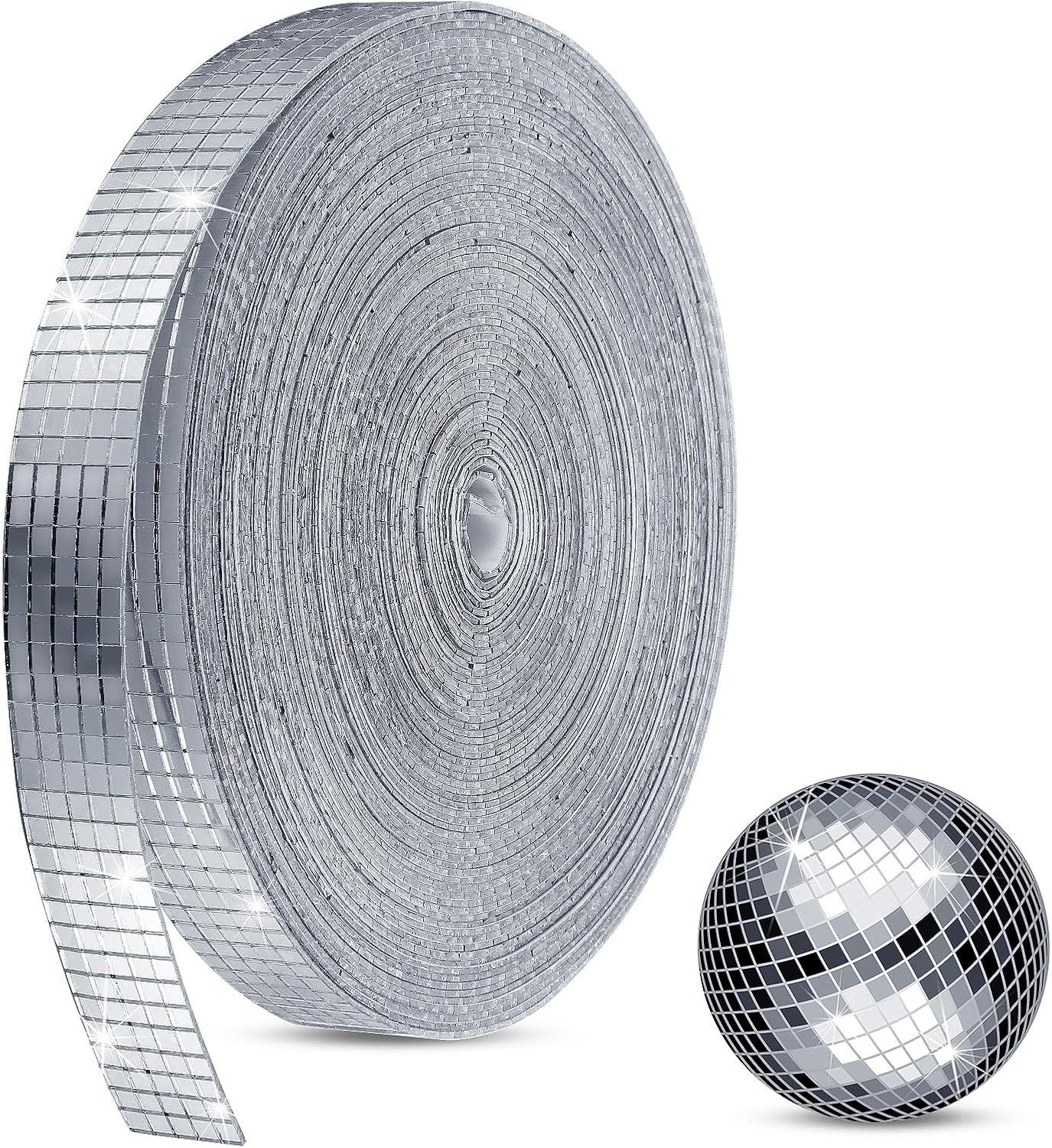 SATINIOR 20000 Pcs Disco Ball Mirror Tiles Self Adhesive for Crafts 5 x 5 mm Small Disco Tape Ball Stickers Square Mosaic Tiles Mirror Pieces for DIY Craft Party Decor