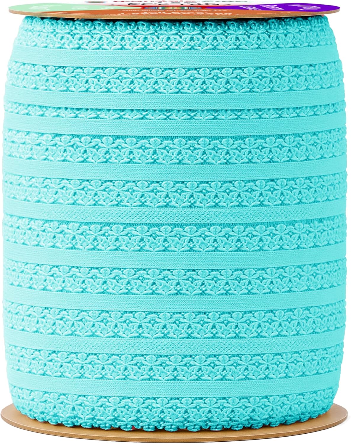 Mandala Crafts Aquamarine Stretch Lace Soft Elastic Trim Roll - 55 Yards 1 Inch Wide Stretchy Frilly Picot Ribbon for Sewing Lingerie, Headbands, Underwear, and Crafts