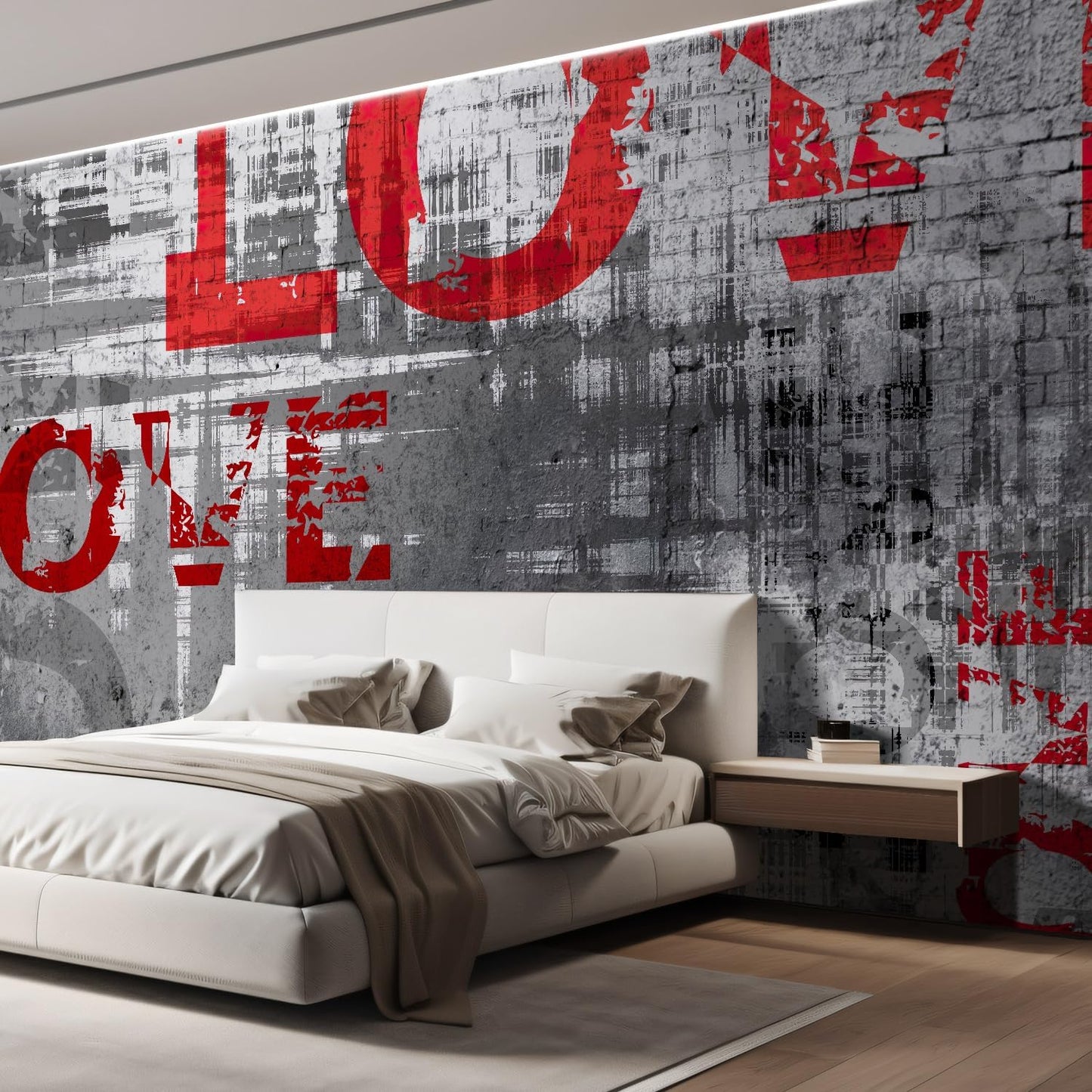 wall26 Wall Sticker/Wall Mural Love Letters Graffiti, Not Peel and Stick, Non-Woven Wallpaper Decorative for Bedroom, Living Room, Office - 120x120 inches