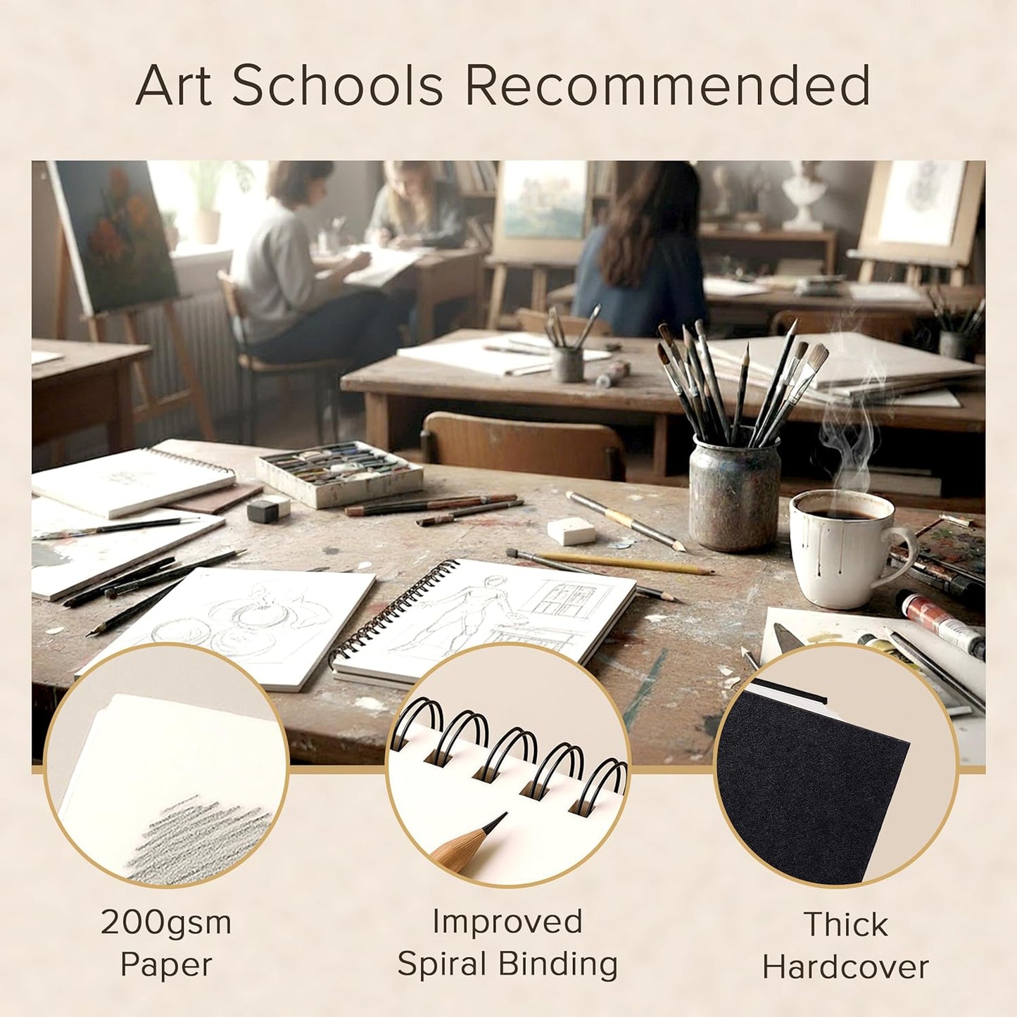 Artist’s Sketchbook Hardcover – 200GSM Very Thick Paper – Spiral Sketch Book for Drawing and Mixed Media – Sketch Pad, Art Book - 5.8 x 8.5, 40 Sheets / 80 Pages