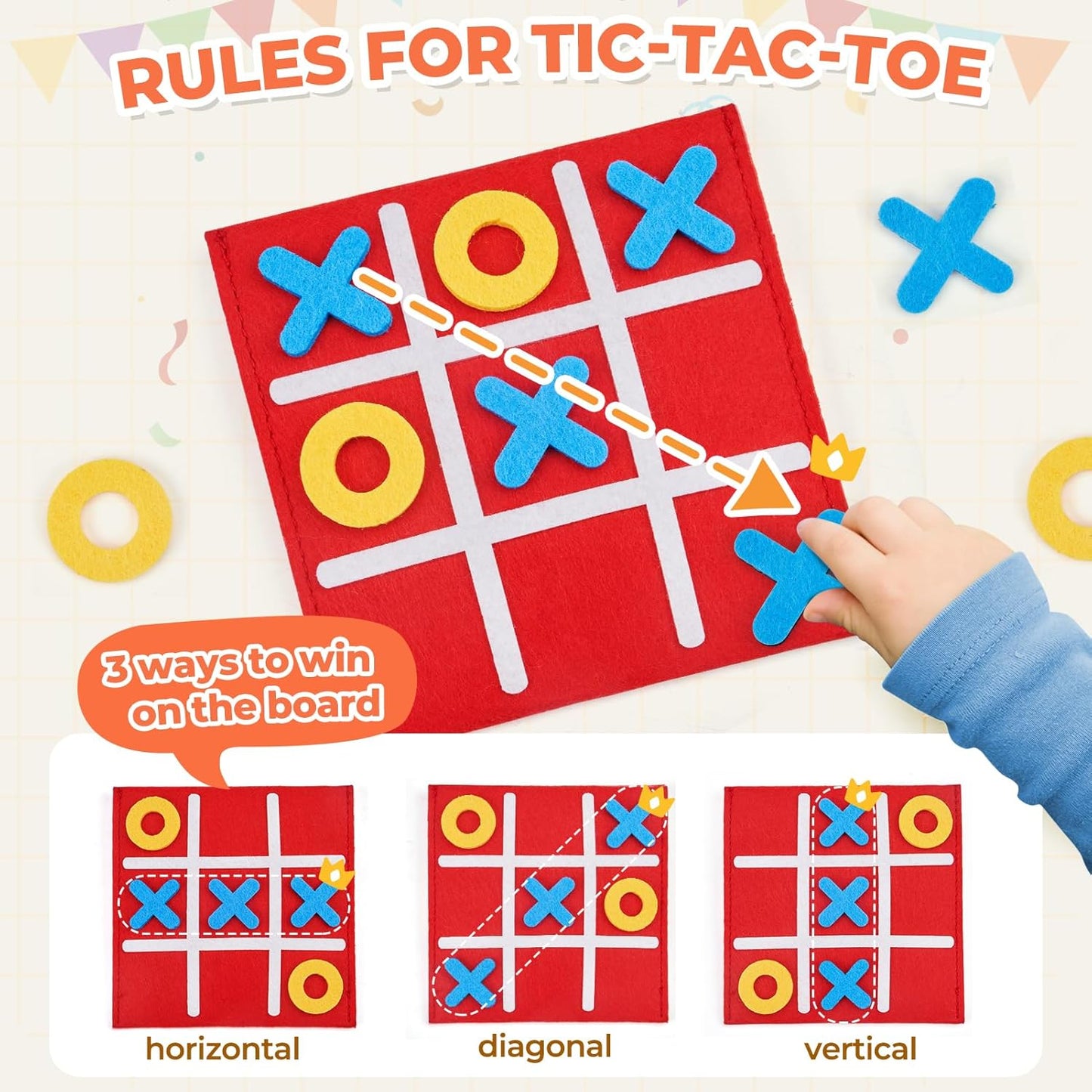JoyCat Tic Tac Toe Strategic Board Game for Kids and Family,Birthday Party Favors,Goodie Bag Stuffers,End of Year Student Gifts with Envelope,Easy to Store(Bulk Pack of 48)