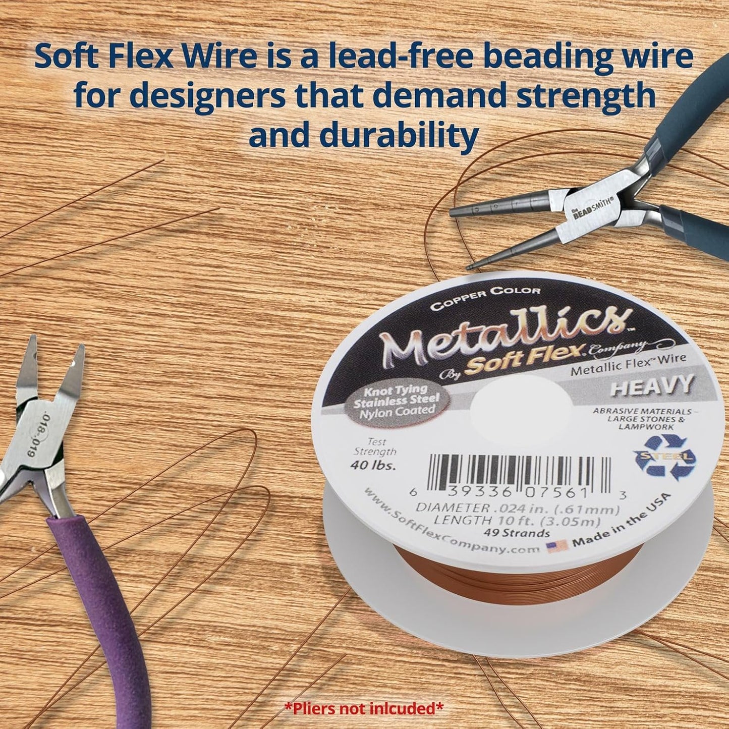 Soft Flex 49 Strand Beading Wire - Heavy 0.24 Diameter - 10 Feet Nylon Design Wire