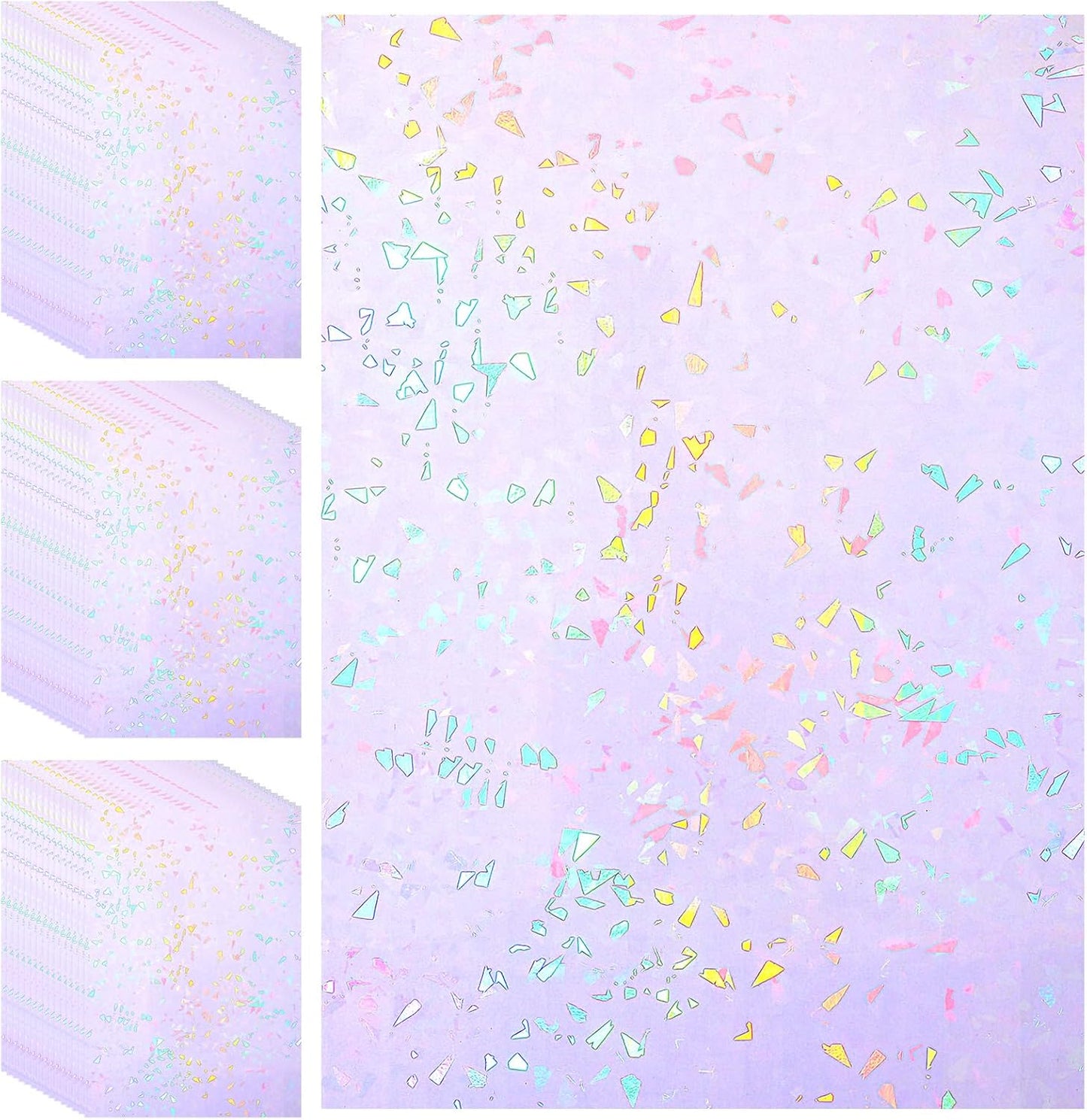 60 Sheets Holographic Laminate Sheets Clear Glitter A4 Size Vinyl Sticker Paper Holographic Overlay Self Adhesive Waterproof Transparent Film, 11.7 x 8.3 Inch (Broken Grass)