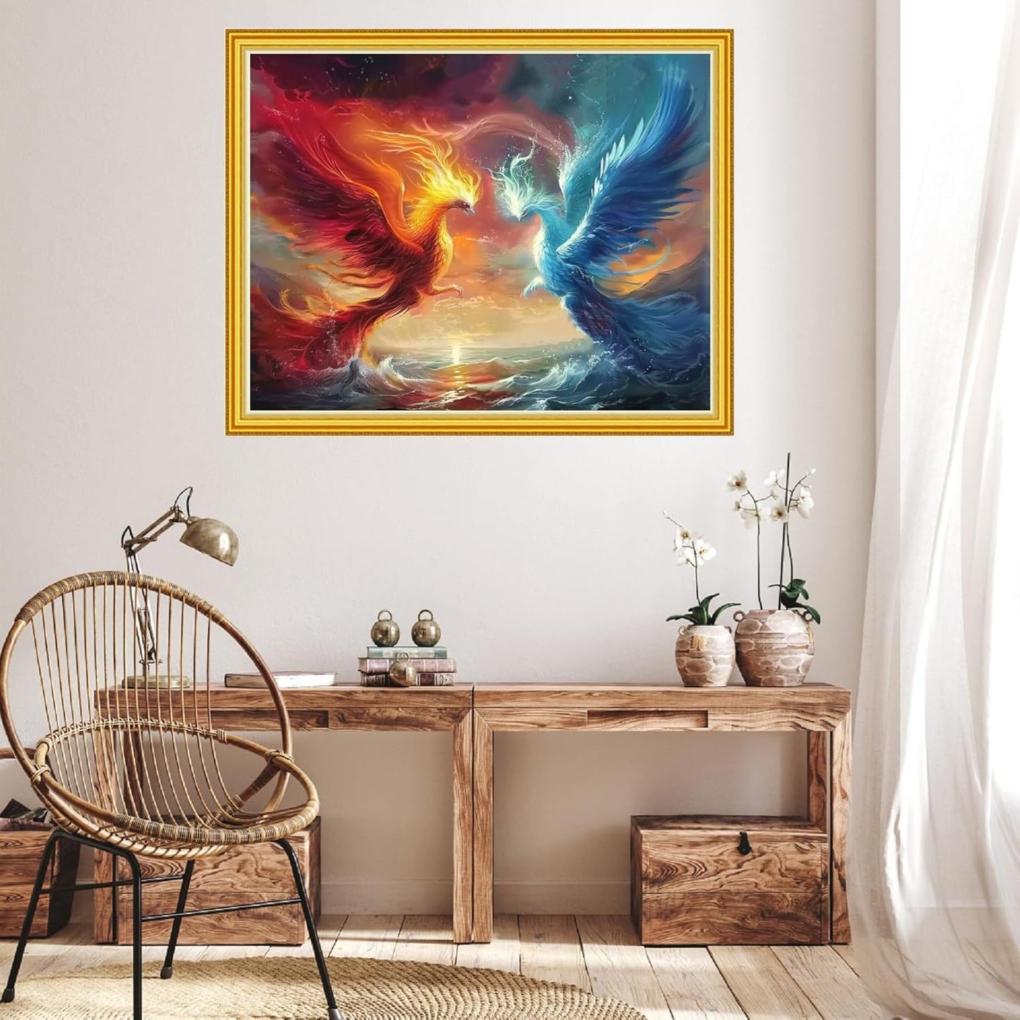 Hopeart Stamped Cross Stitch Kits for Beginner Embroidery Kits for Beginners Adults DIY 11CT Cross Stitch Patterns Needlepoint Kits Crossstitching Kits-Sea Phoenix 16x20 inch