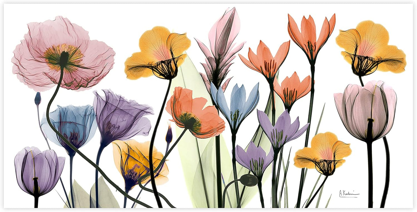 Empire Art Direct Frameless Free Floating Tempered Glass Panel Graphic Wall Art Ready to Hang, 24" x 48", Flowerscape Portrait, Flower Wall Art