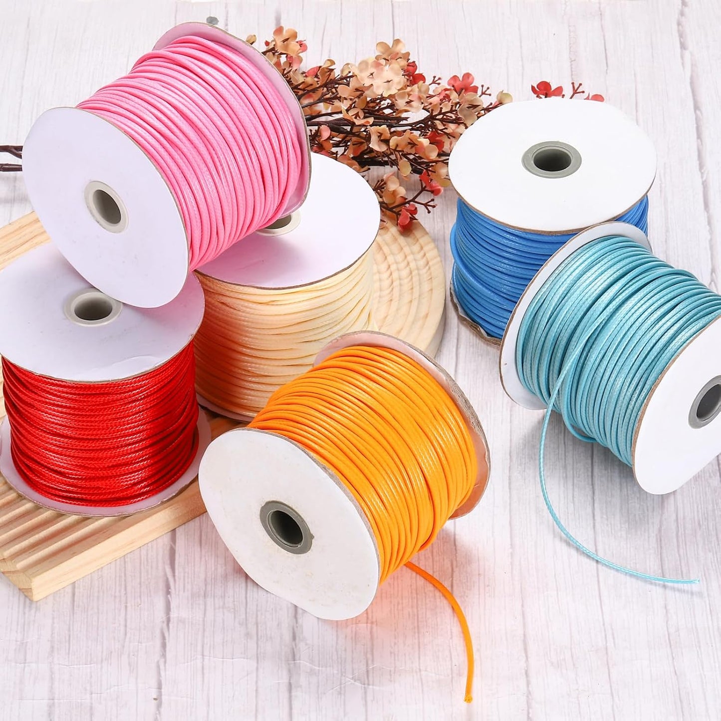 MECCANIXITY Waxed Cord 2.5mm Waxed Polyester Cord 87 Yard Wax String for Bracelet Making, Necklaces, Beading, Jewelry Making and DIY Crafts(Black)