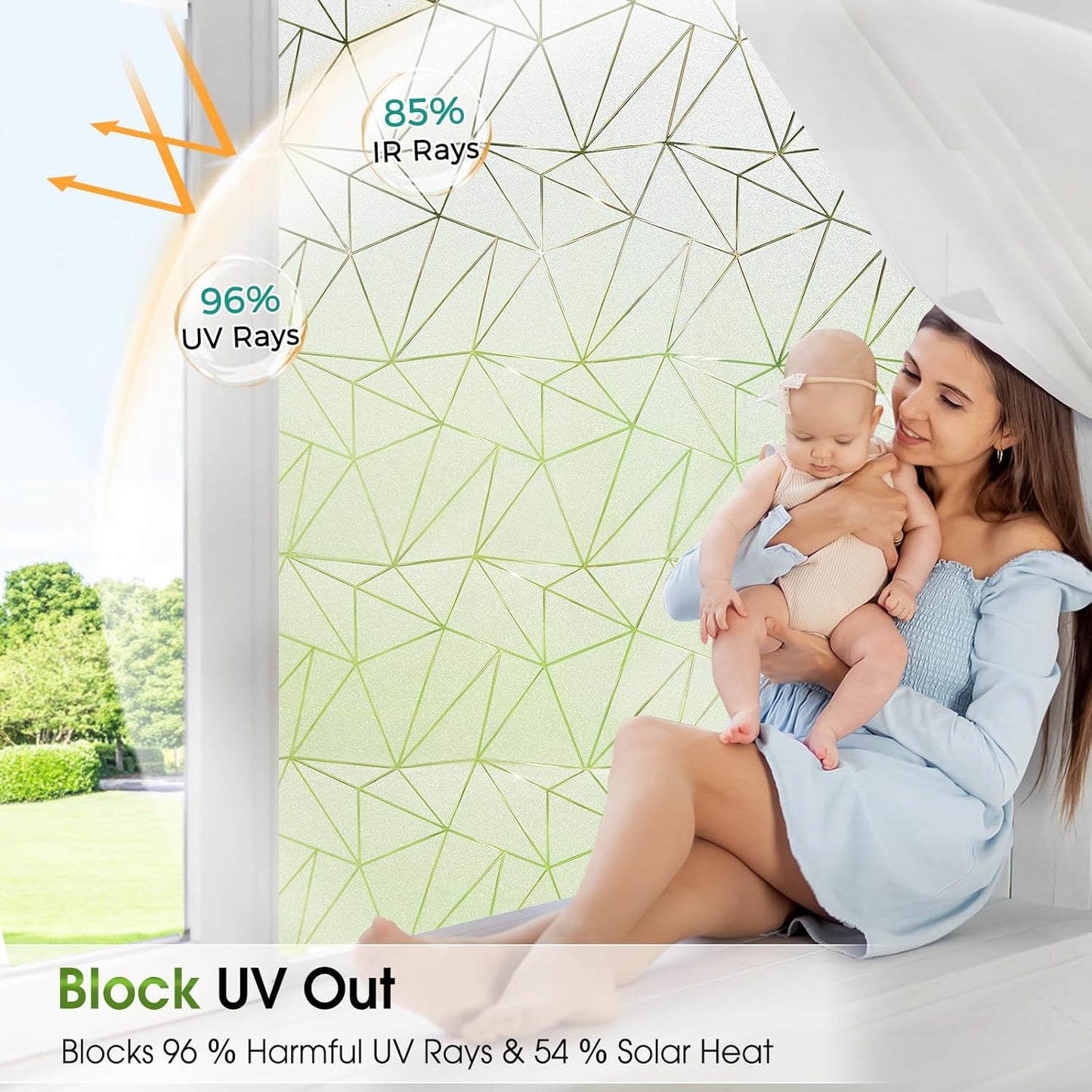 Coavas Window Privacy Film, Frosted Glass Static Cling, Decorative for Bathroom Door Covering, UV Blocking Window Cling, Non-Adhesive Vinyl Sticker, Day and Night Windows Tint for Home, 23.6x393.7 in