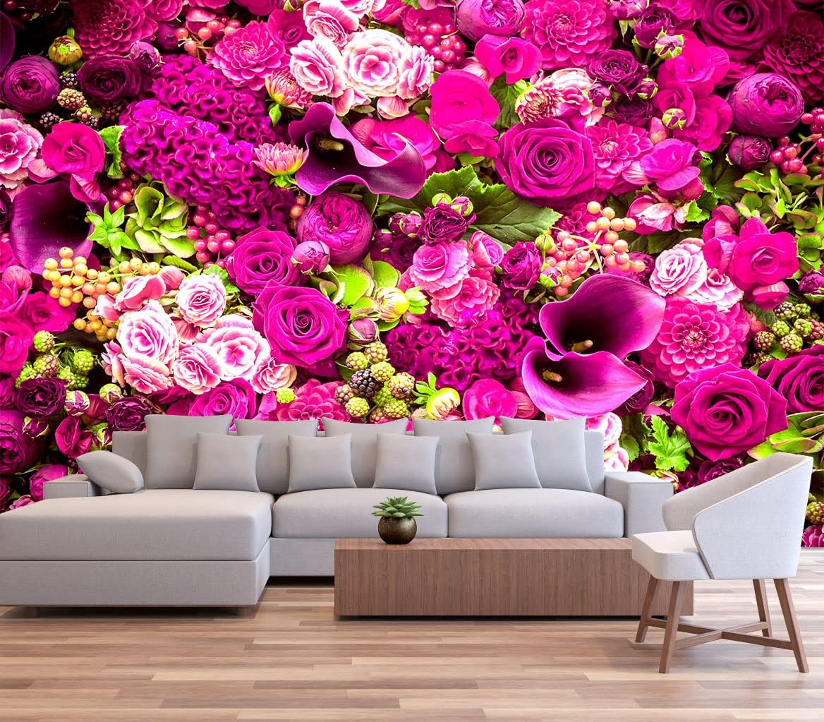 Rose Wall Mural Floral Photo Wallpaper Murals for Wall Decor for Living Room（Not Peel and Stick）