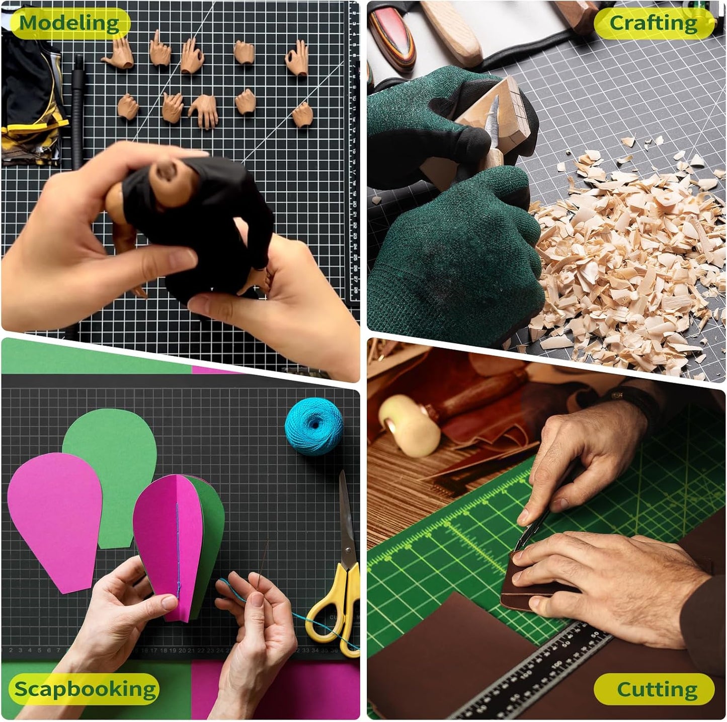 Large 23" x 47" Self Healing Sewing Mat, WerkWise Rotary Cutting Board, Double Sided 5-Ply 23x47 Inch Mat for Quilting, Sewing, Fabric, & Crafts, Designed for Use with Rotary Cutters (Green & Black)