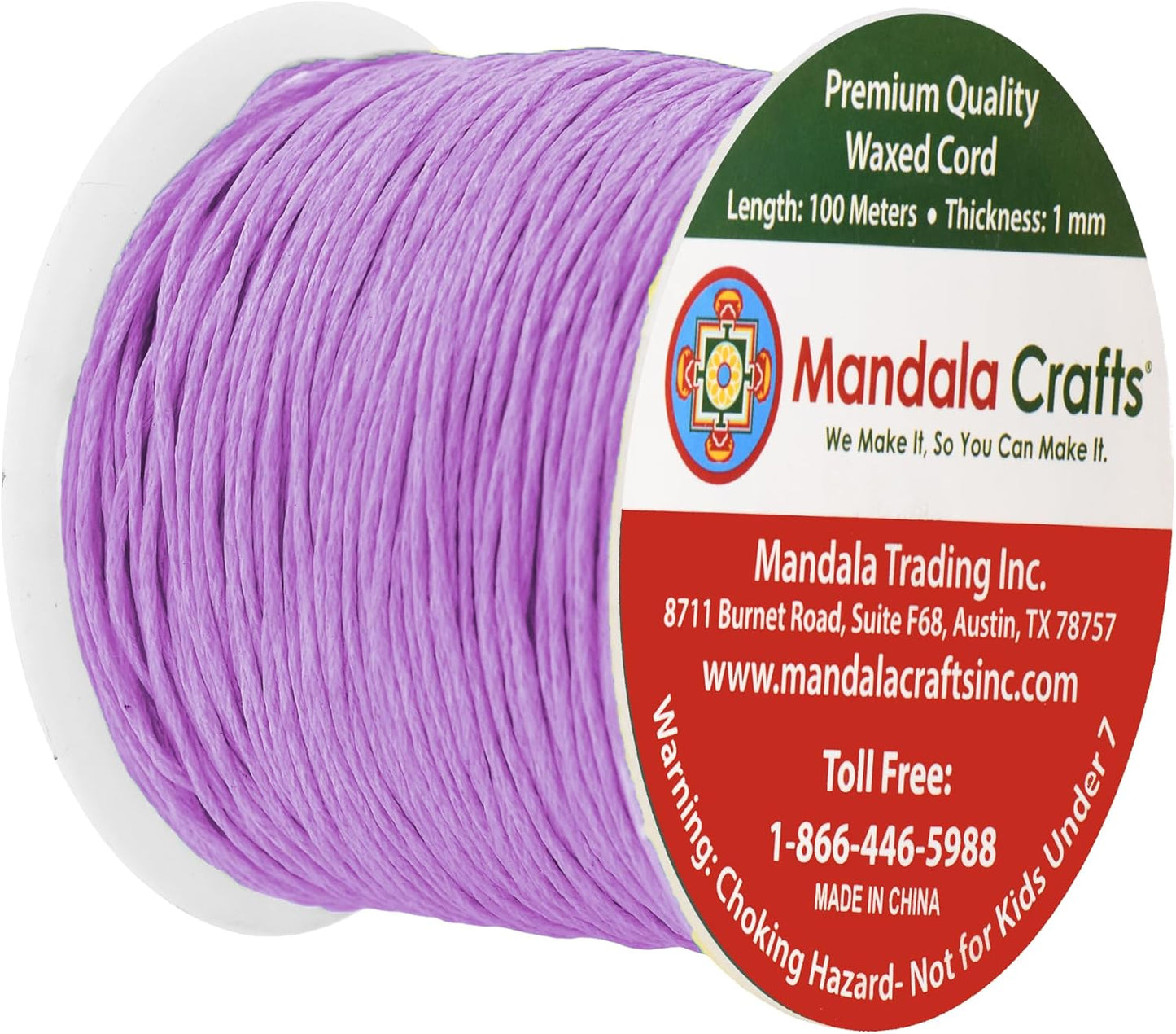 Mandala Crafts 1mm 109 Yards Lilac Cotton Waxed Cord for Jewelry Making Bracelet Cord Waxed String - Beading String Thread Jewelry Cords for Necklaces String