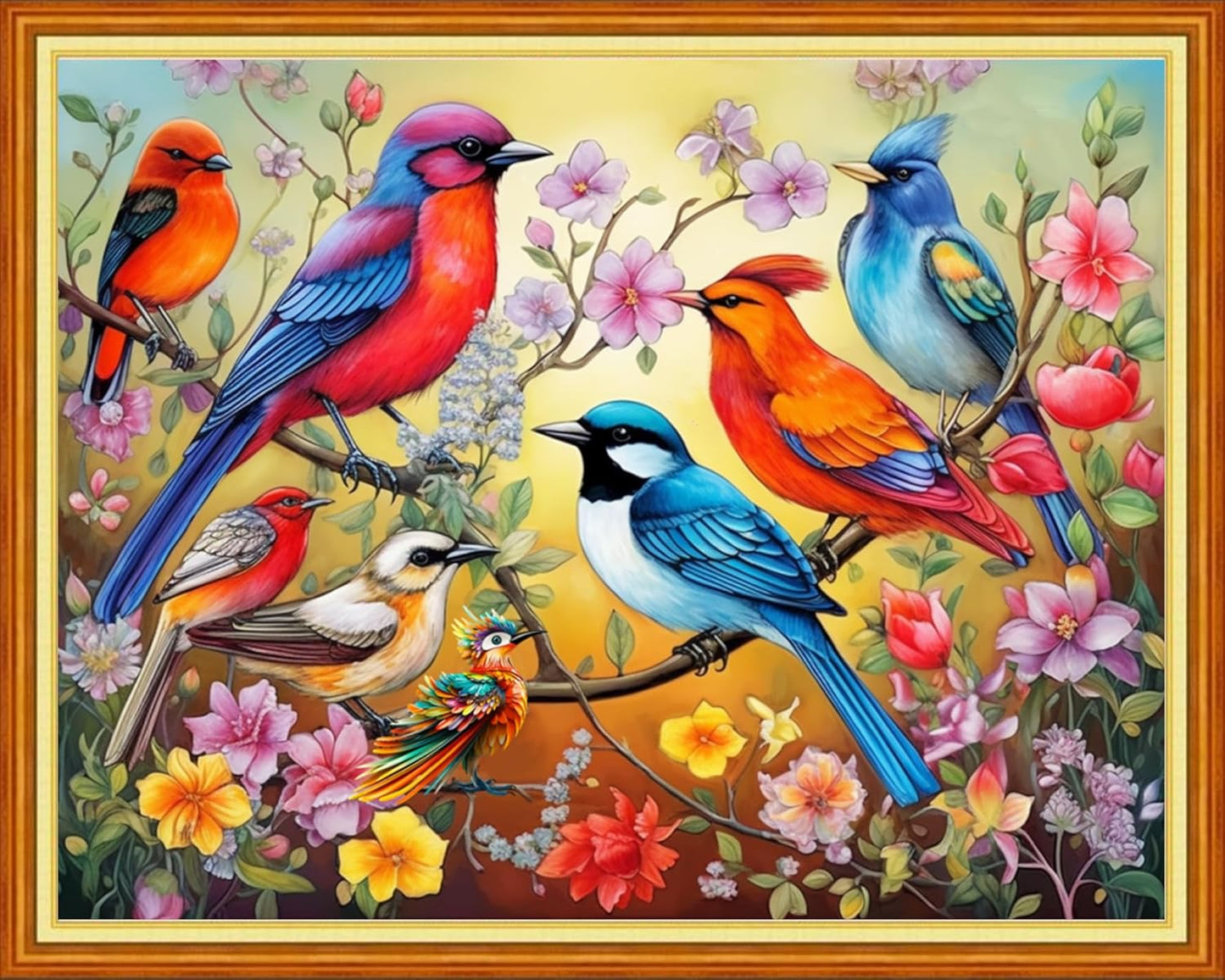 Dooxvey Cross Stitch Kits for Adults Beginners,Full Range of Cross-Stitch Stamped Kits Needlepoint Kits for Beginners Embroidery Kits 11CT Cross Stitch Patterns-Birds and Flowers 16x20 inch