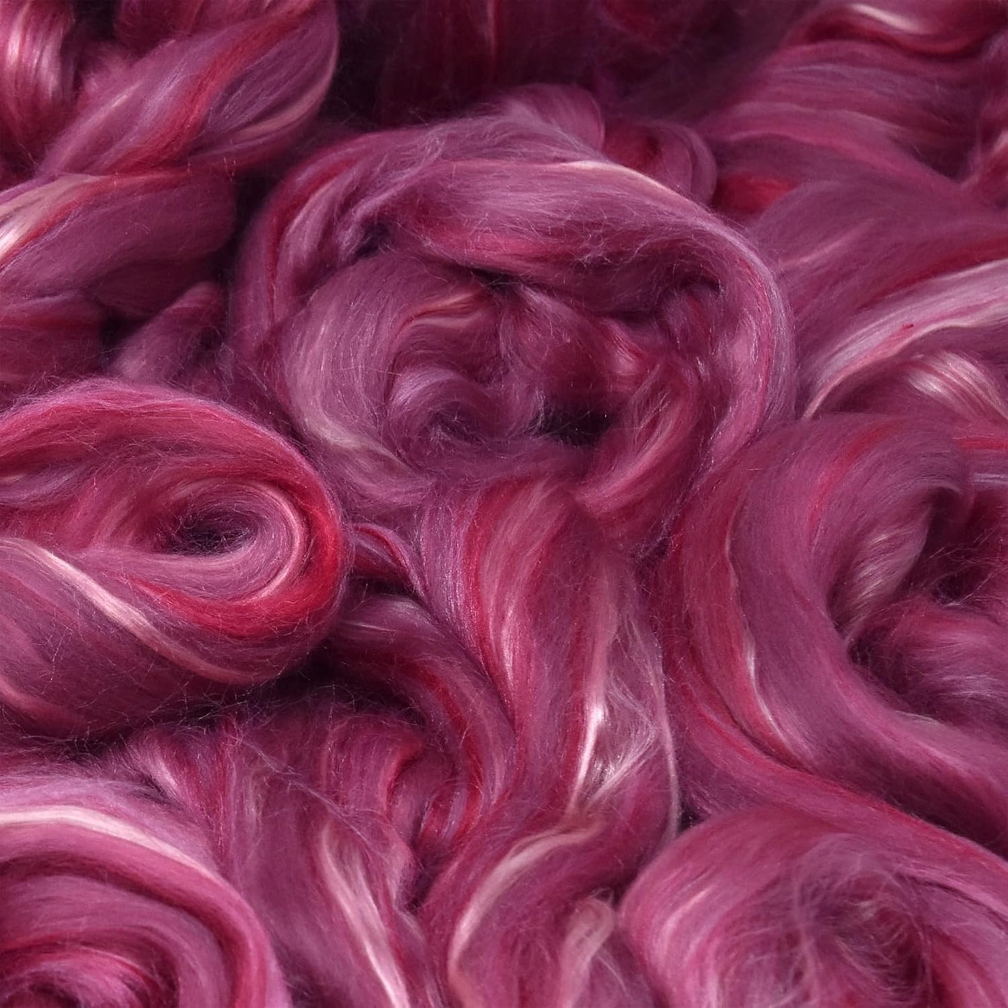 Merino Silk Luxe Tonal Designer Blend. Superfine Merino, Mulberry Silk, Tussah Silk. Top Roving for Spinning or Felting. Majestic Plum 4oz