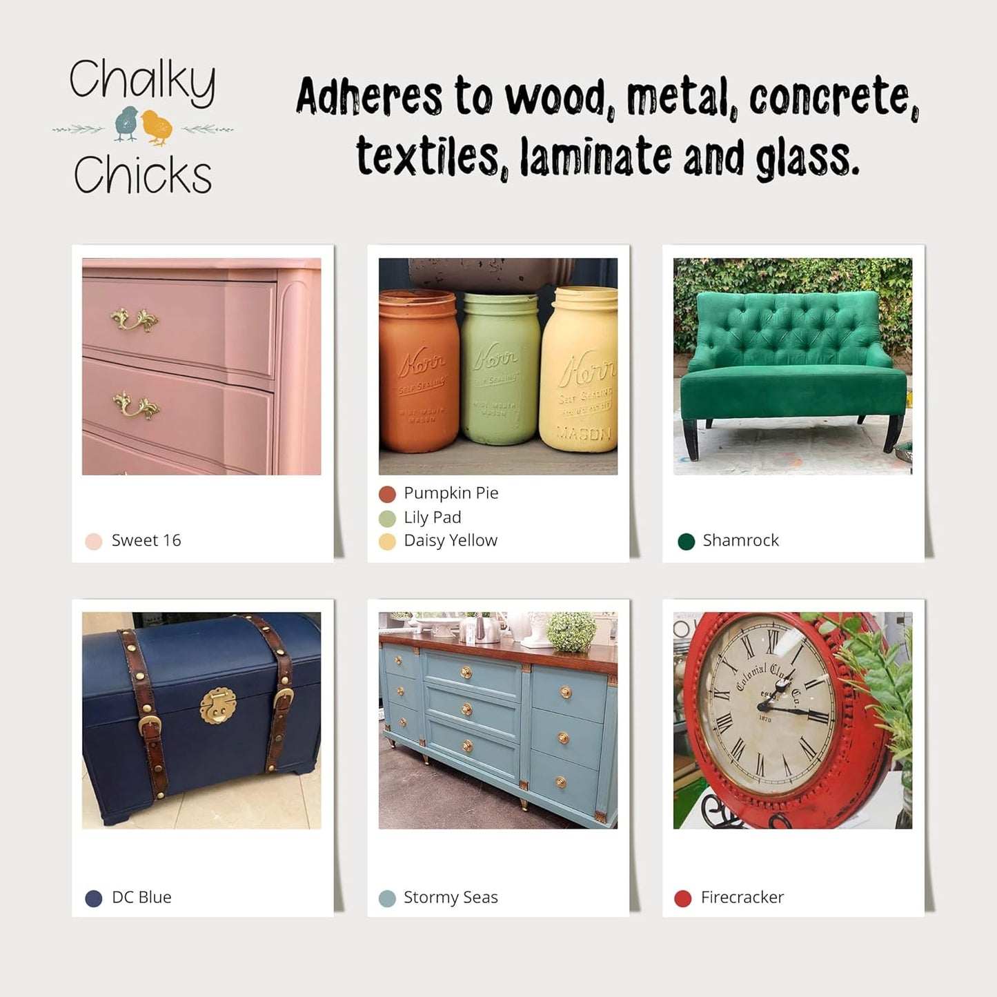 Chalky Chicks All-in-One Chalk Paint for Furniture or Cabinet - 4 Fl Oz - Matte Finish Old Lace (Off White) for Metal, Wood Furniture Paint - No Sanding All-in-One for Home Decor & Crafts, USA Made