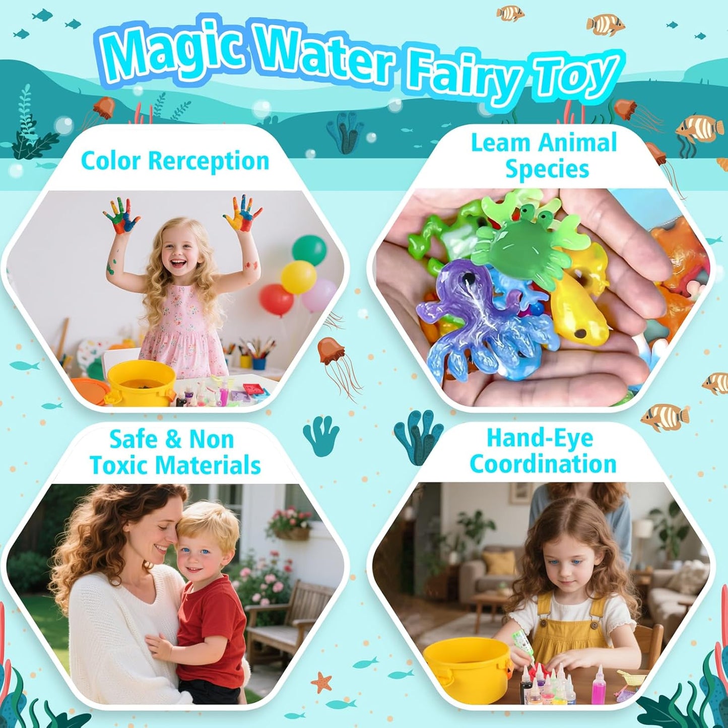 ARTPAR Magic Water Elf Toy Kit - Aqua Fairy DIY Craft Set with 20 Magic Gels & 16 Molds - Create Your Own Squishy Water Pets - Fun STEM Art Activity for Kids-Festival Birthday Gift for Boys Girls