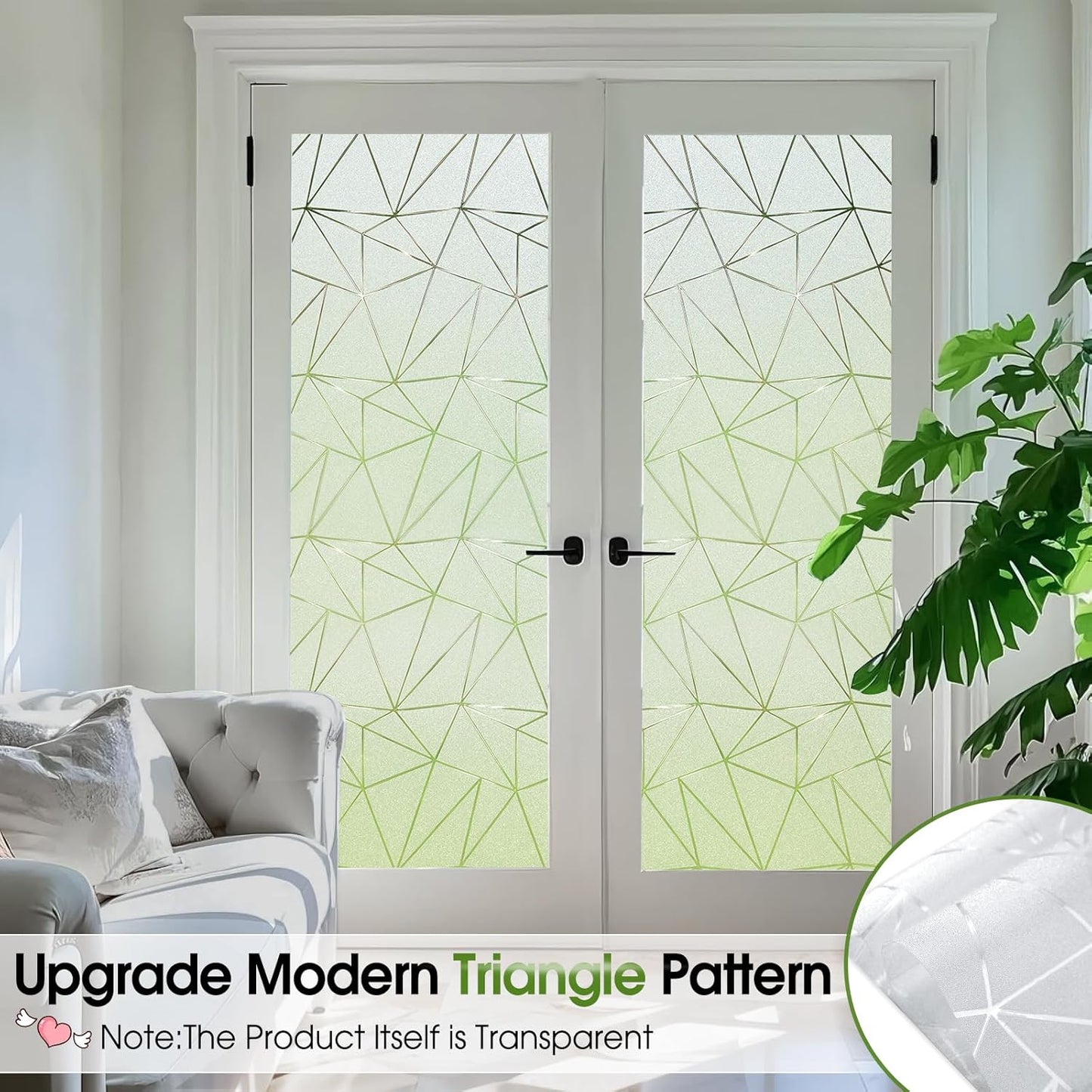 Coavas Window Privacy Film, Frosted Glass Static Cling, Decorative for Bathroom Door Covering, UV Blocking Window Cling, Non-Adhesive Vinyl Sticker, Day and Night Windows Tint for Home,11.8x78.7 Inch