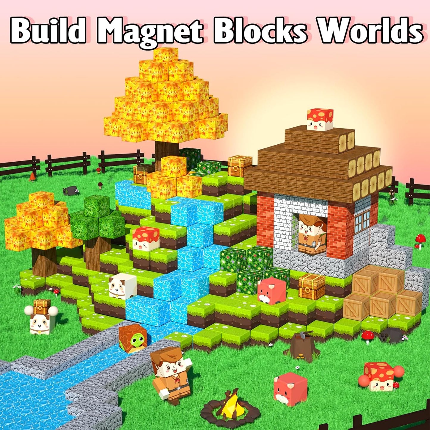 Magnetic Blocks,Magnet Building Blocks for Kids, STEM Sensory Travel Toys with Magnetic Cubes, Montessori Toddlers Educational Toys for Boys & Girls 4-8 5-7 8-12 Years Old Birthday Gifts