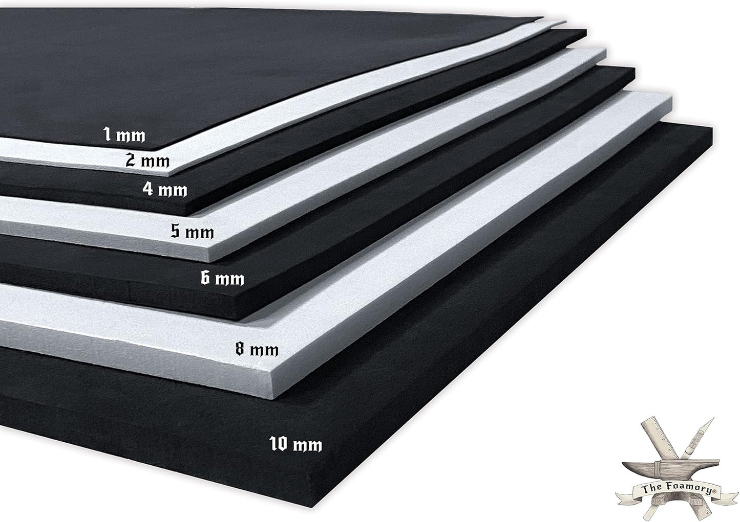 Shape Retention EVA Cosplay Foam 5mm (1mm-10mm) 14x39 inch Black or White High Density EVA Foam Sheets. Premium 85 kg/m3 Heat Shape Material for DIY Convention or Halloween Costumes by The Foamory