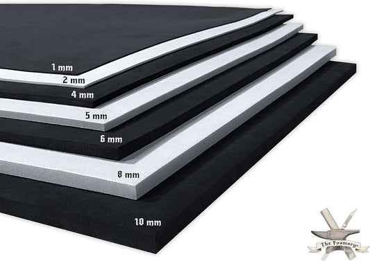 Shape Retention EVA Cosplay Foam 6mm (1mm-10mm) 14x39 inch Black or White High Density EVA Foam Sheets. Premium 85 kg/m3 Heat Shape Material for DIY Convention or Halloween Costumes by The Foamory