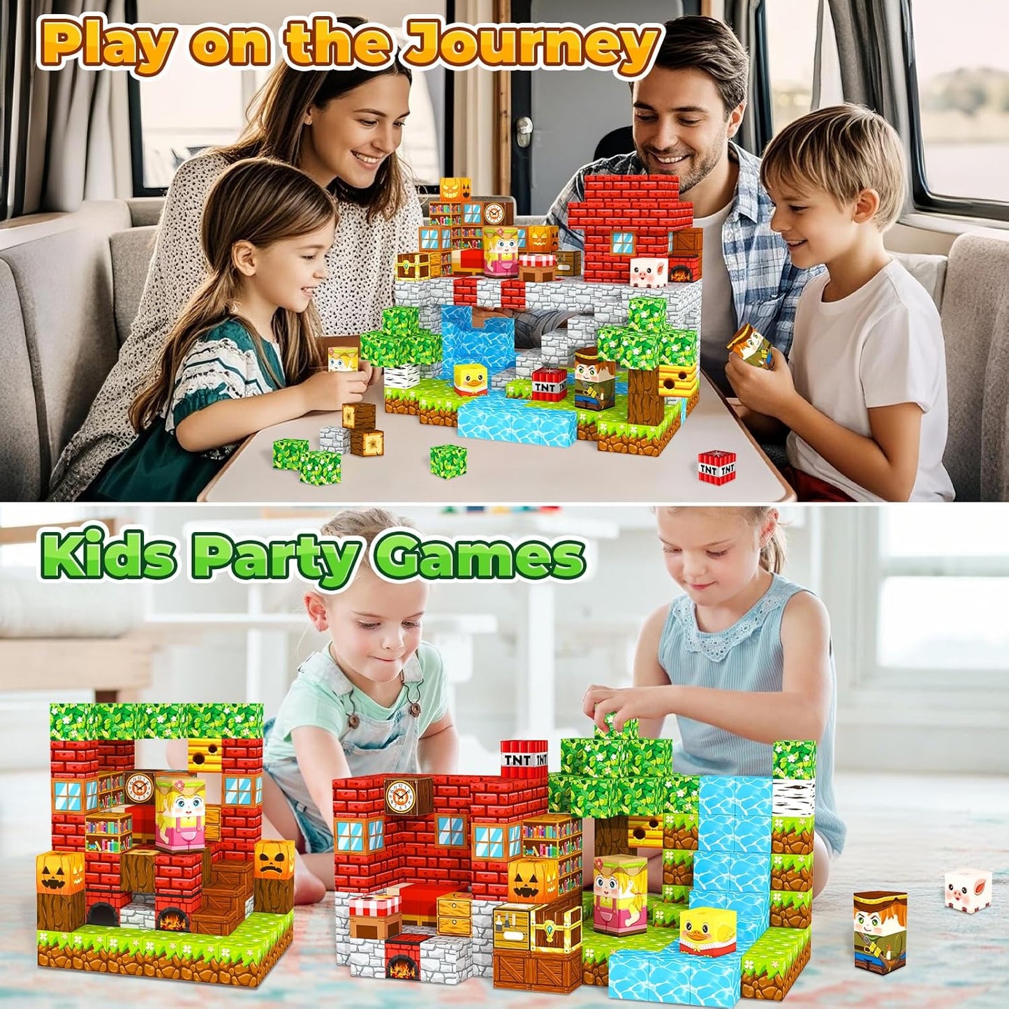 Magnetic Blocks Kids Games Building Toys for 3 4 5 6 7 8 9 10 11 12 Year Old Boys Girls, Magnetic Tiles Cubes STEM Sensory Toys for Toddler Travel Party Christmas Birthday Gifts