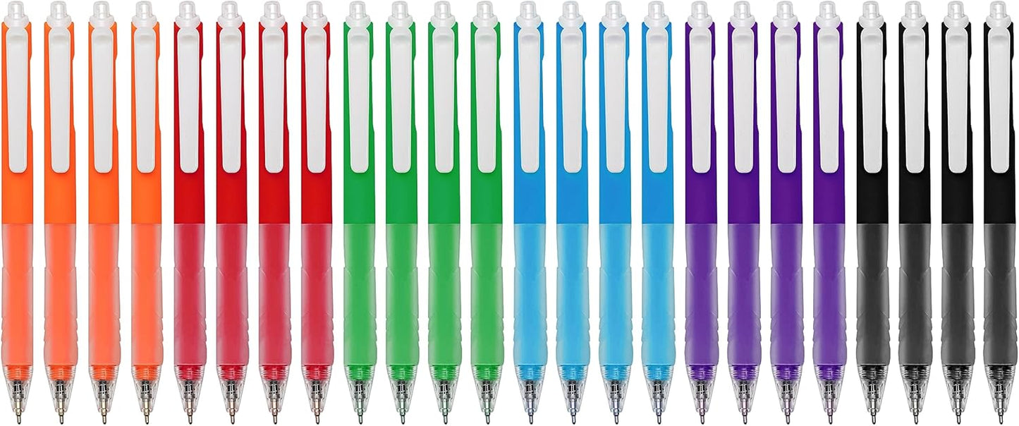 Linbsunne Ballpoint Pens Medium Point 1mm Black Pen with Super Soft Grip Ball Point Pen for Men Women Retractable Pens (Style2, 24-pack)