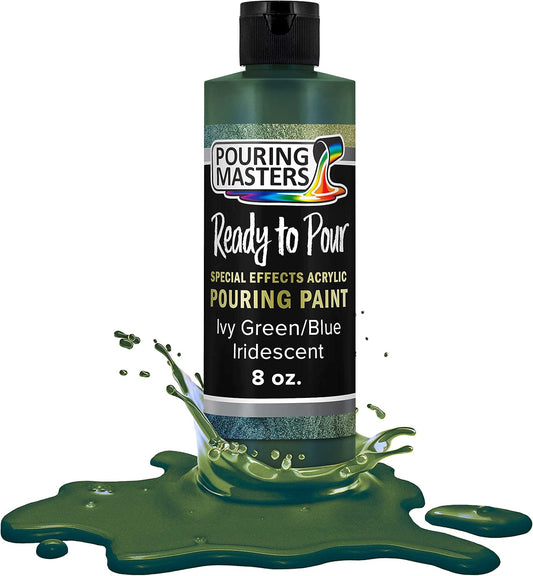 Pouring Masters Ivy Green/Blue Iridescent Special Effects Acrylic Pouring Paint - Premium 8-Ounce Pre-Mixed Fluid Acrylic Paint - Fluid Art Supplies for Canvas, Wood, Paper, Tile & Rocks