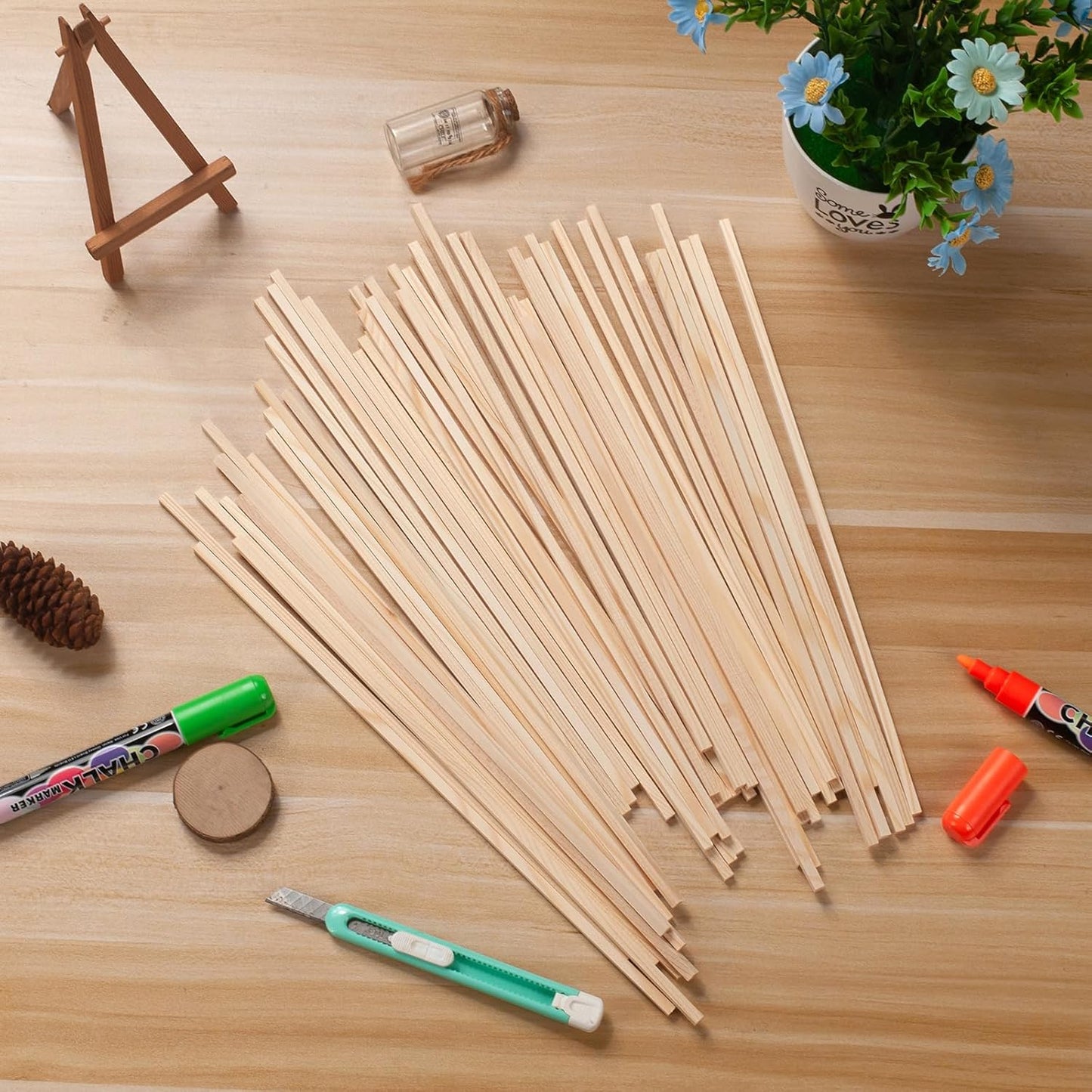 3/16" x 12" Square Wooden Dowel Rods Wood Dowels for Crafting, 50PCS Small Unfinished Wood Craft Sticks Hardwood Sticks Wooden Strips for Arts and DIYers, DIY Projects, Models Making, Woodworking