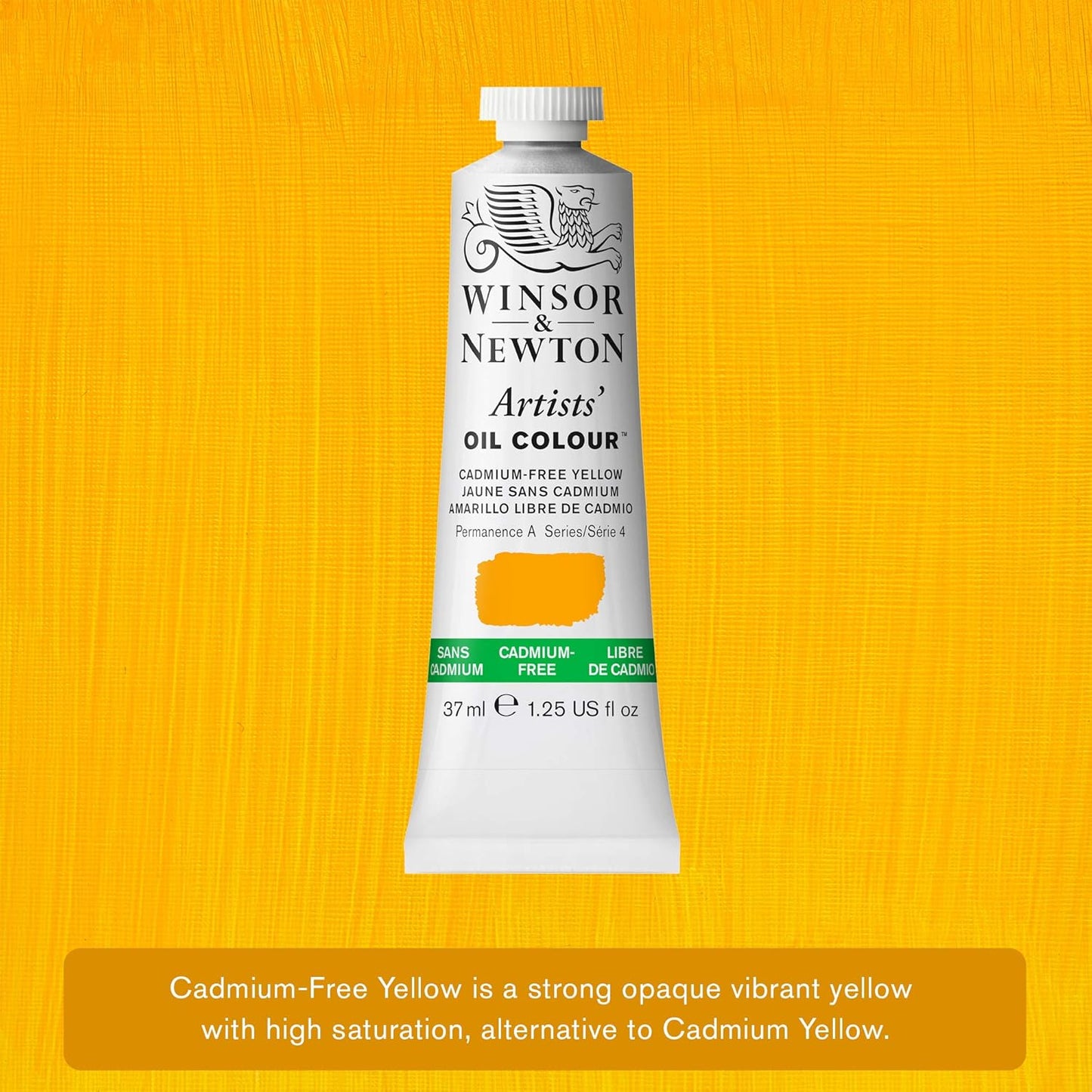 Winsor & Newton Artists' Oil Color, 37ml (1.25 oz) Tube, Cadmium-Free Yellow
