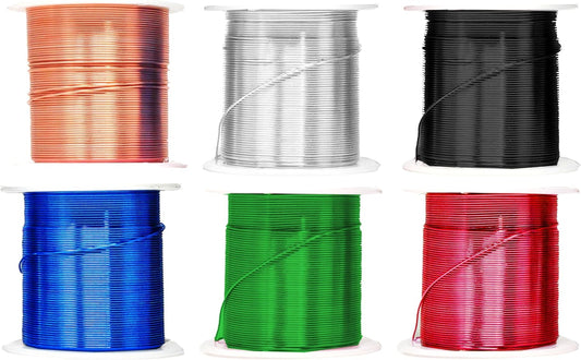 Mandala Crafts 22 Gauge Anodized Aluminum Craft Wire for Jewelry Making - 450 FT Colored Flexible Silver Copper True Blue Black Red Kelly Green Wire - Bendable for Bonsai Armature Crafting Sculpting