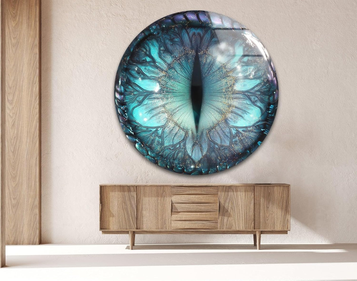 My Photostation.com 20''(50cm) Diameter Mystical Dragon Eye Round Glass Wall Art Tempered Glass Printing Wall Decor Large Wall Art Wall Hangings