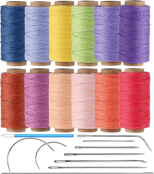 KIVISIN Trendy Color Waxed Thread 0.8mm, Heavy Duty Wax Polyester Cord 32 Yards String Spools Wax Coating for Bracelets Braiding, Micro Knotting, Sewing, Stitching, Book Binding, Micro Macrame Making