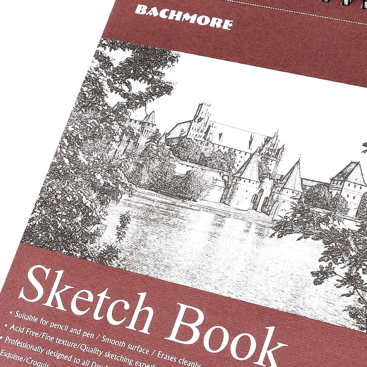 Bachmore Sketchpad 9X12 Inch (68lb/100g), 100 Sheets of TOP Spiral Bound Sketch Book for Artist Pro & Amateurs | Marker Art, Colored Pencil, Charcoal for Sketching
