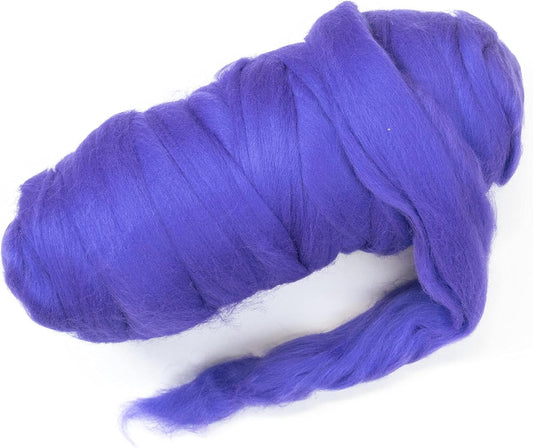 Kondoos Colored Natural Wool roving, 1 lb. Best Wool for Needle Felting, Wet Felting, handcrafts and Spinning. (Purple, 1 lb)