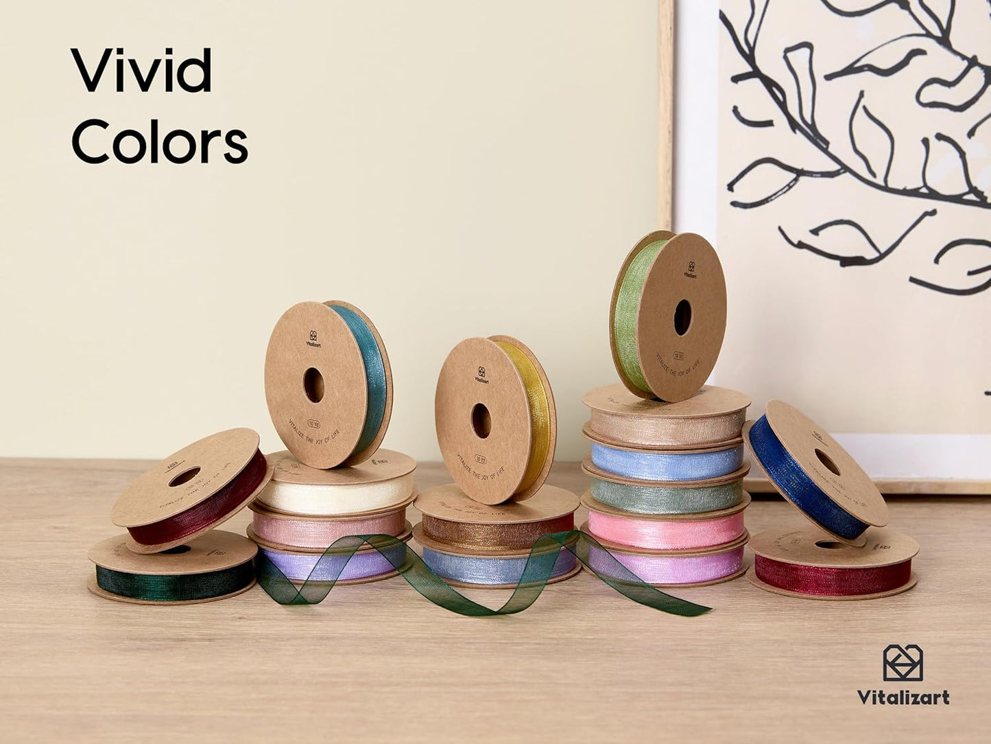 Vitalizart 3/8" x 90 Yards Organza Ribbon Set 9 Rolls x 10 Yd Sheer Ribbon for Gift Wrapping Crafts Christmas Tree Bows Wedding Invitations Wreaths Party Decor Bouquet DIY Projects (Mixed Colors)