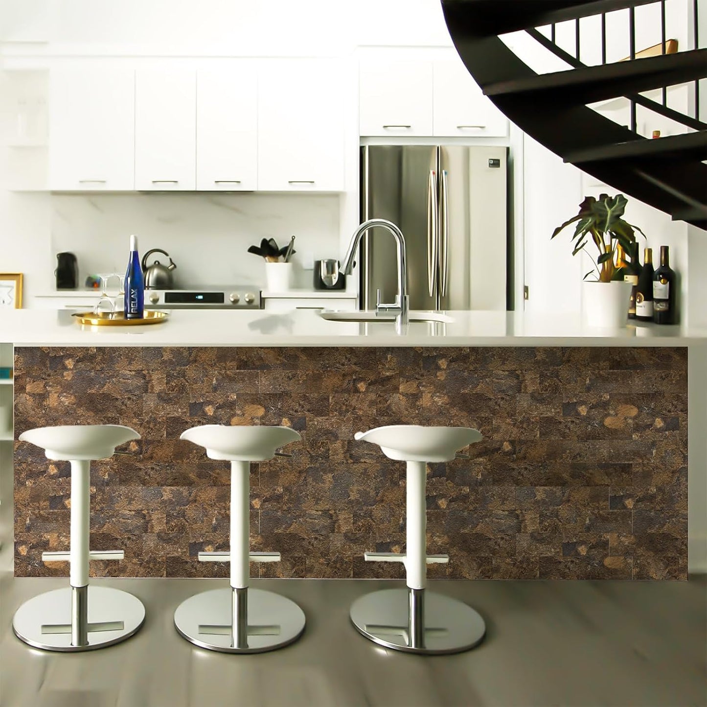 4 Pieces Peel and Stick Backsplash for Kitchen, 3" x 6" PVC Subway Tile 2024 Upgraded Rust Slate Backsplash Stick on Tile Elevate Kitchen, Bathroom, Fireplace,RV