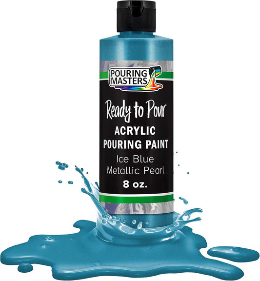 Pouring Masters Ice Blue Metallic Pearl Ready to Pour Acrylic Pouring Paint - Premium 8-Ounce Pre-Mixed Fluid Acrylic Paint - Fluid Art Supplies for Canvas, Wood, Paper, Tile & Rocks