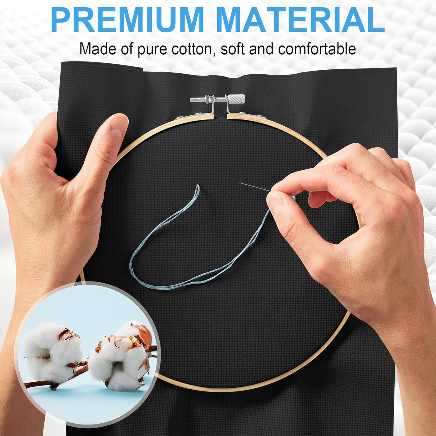 Cross Stitch Fabric 14 Count Aida Cloth 59 x 39 Inch Large Size Classic Reserve Cross Stitch Supplies Embroidery Fabric for Home DIY Craft Decoration Handmade, Black